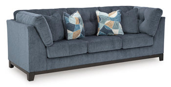 Maxon Place Sofa — Navy Blue Grand-Scale Three-Seater Benchcraft® Living Room