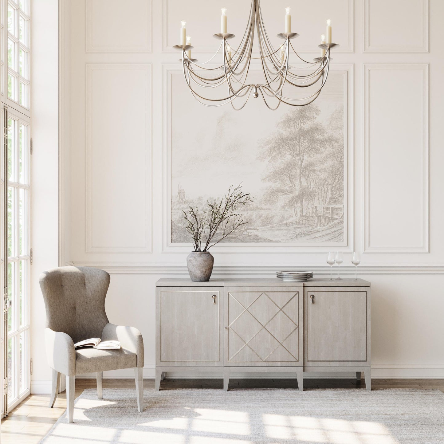 Bernhardt Cornelia Arm Chair — Modern Wingback in Chenille Bernhardt Dining Chair
