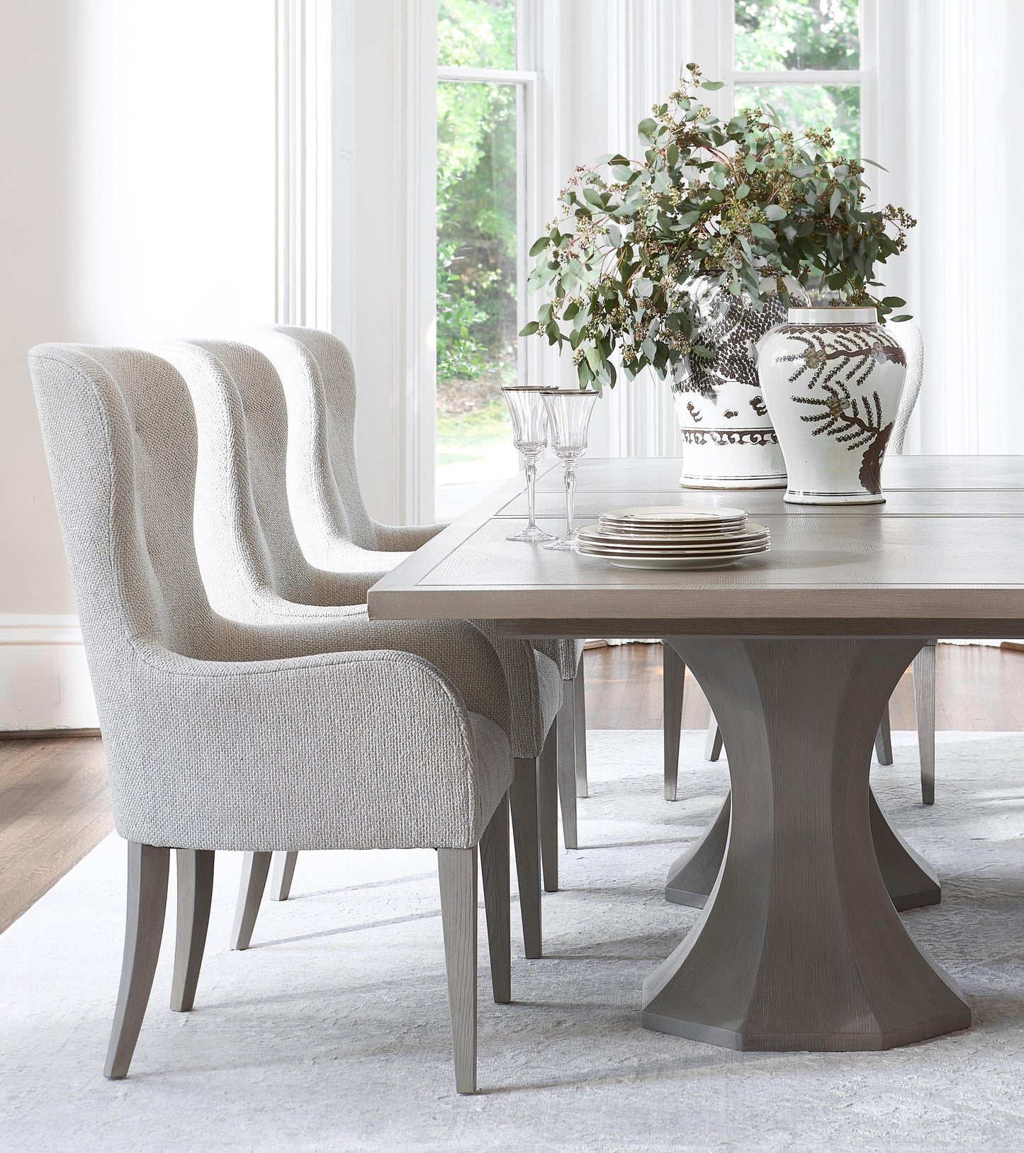 Bernhardt Cornelia Arm Chair — Modern Wingback in Chenille Bernhardt Dining Chair