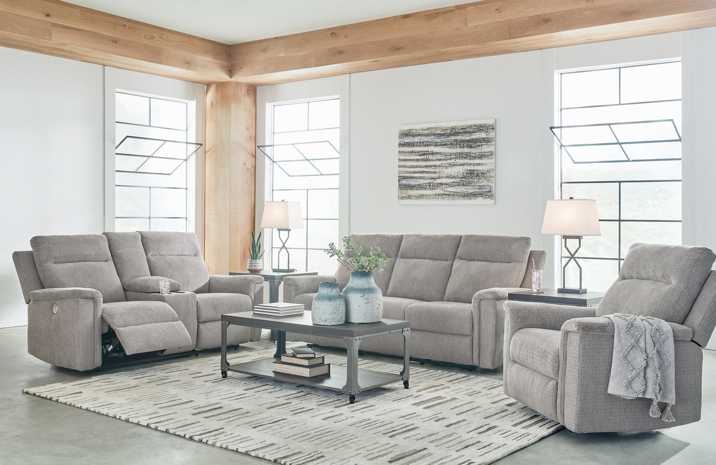 Barnsana Power Reclining Sofa, Loveseat and Recliner