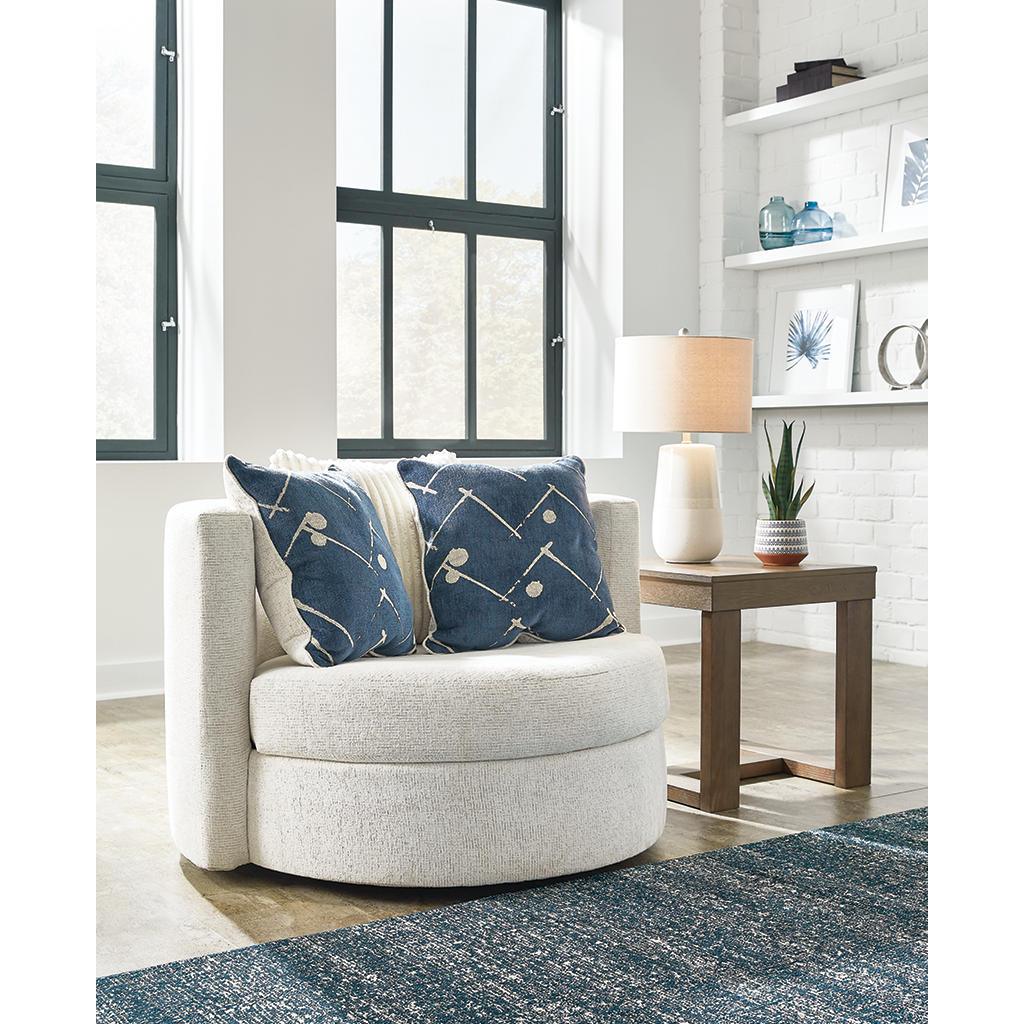 Padova Swivel Accent Chair — Ivory 360-Degree Ashley® Living Room