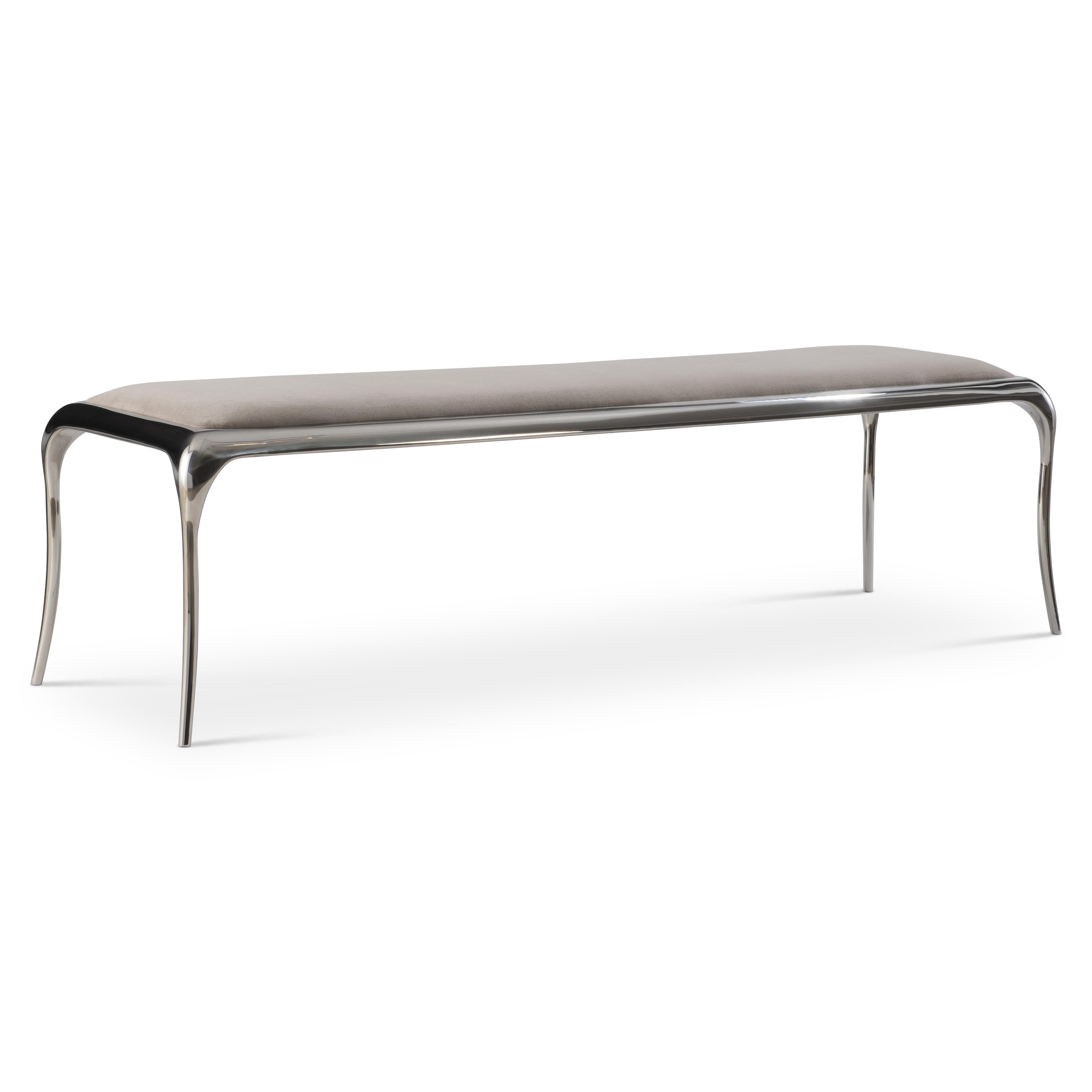Bernhardt Furness Bench — Upholstered Seat on Polished Steel Bernhardt Bench