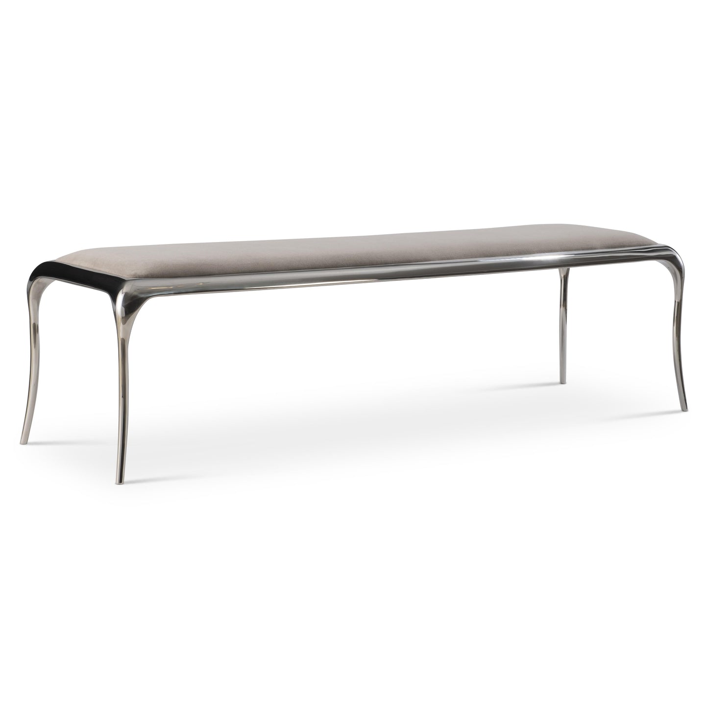 Bernhardt Furness Bench — Upholstered Seat on Polished Steel Bernhardt Bench