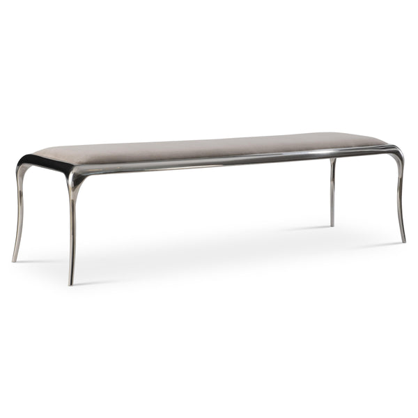 Bernhardt Furness Bench — Upholstered Seat on Polished Steel Bernhardt Bench