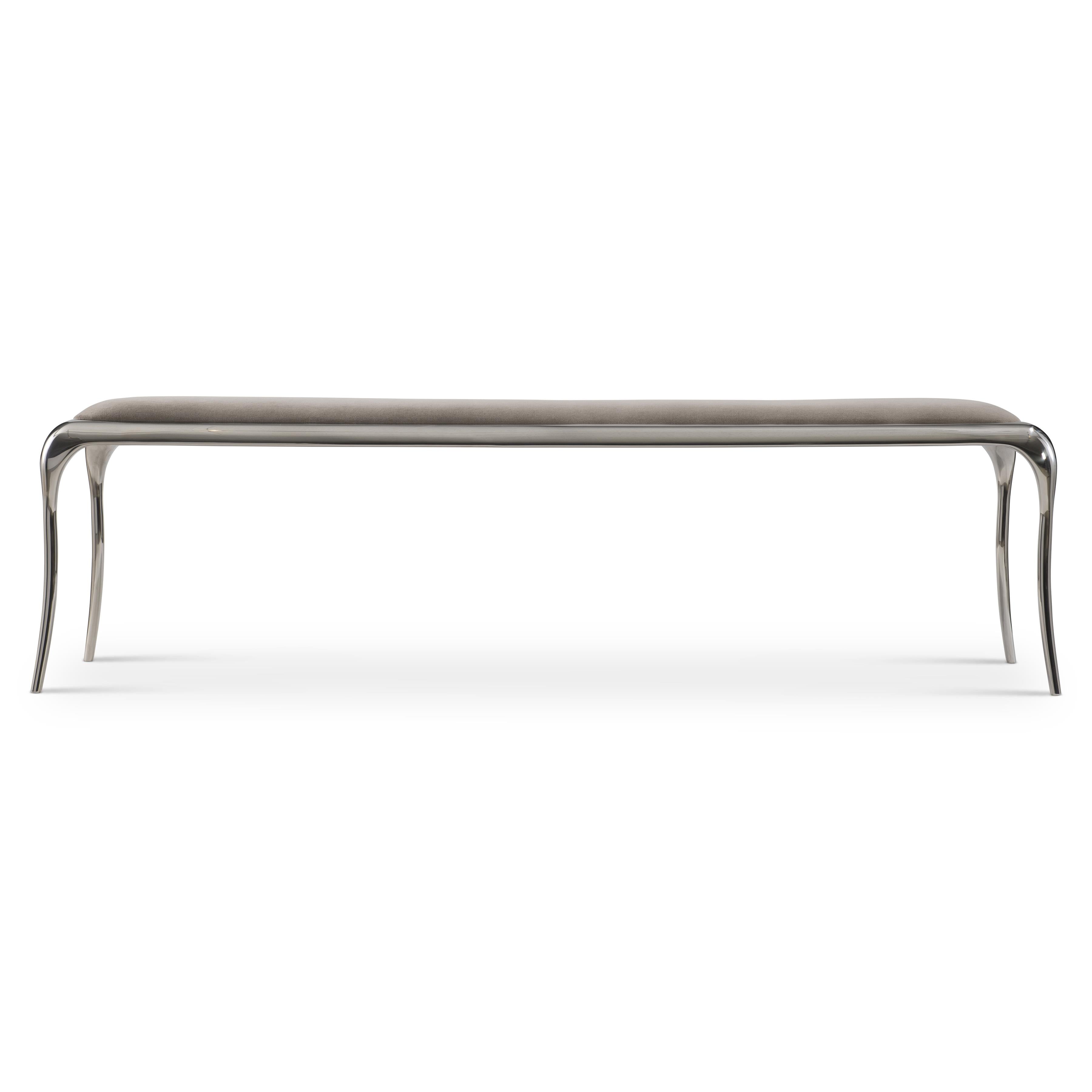 Bernhardt Furness Bench — Upholstered Seat on Polished Steel Bernhardt Bench