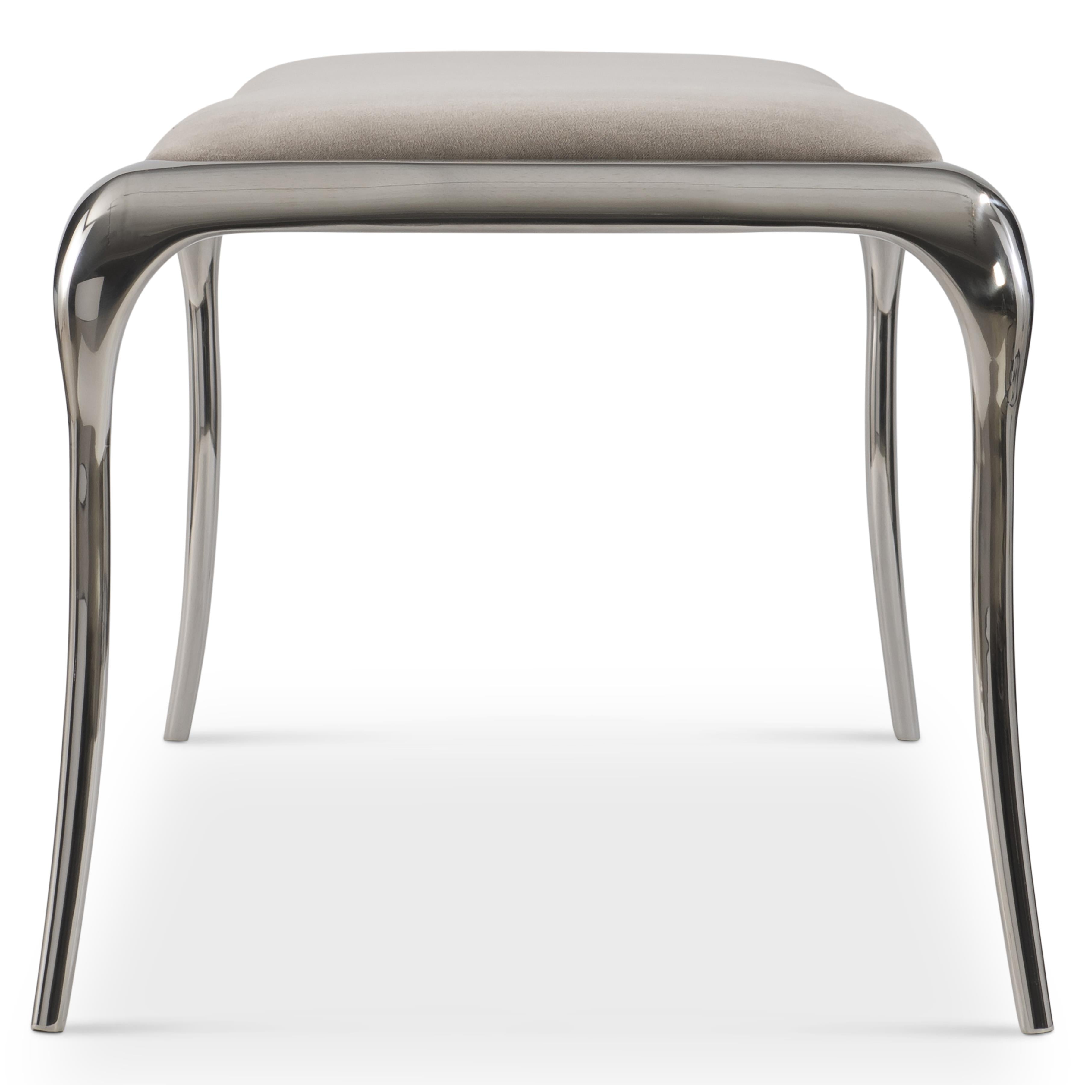 Bernhardt Furness Bench — Upholstered Seat on Polished Steel Bernhardt Bench