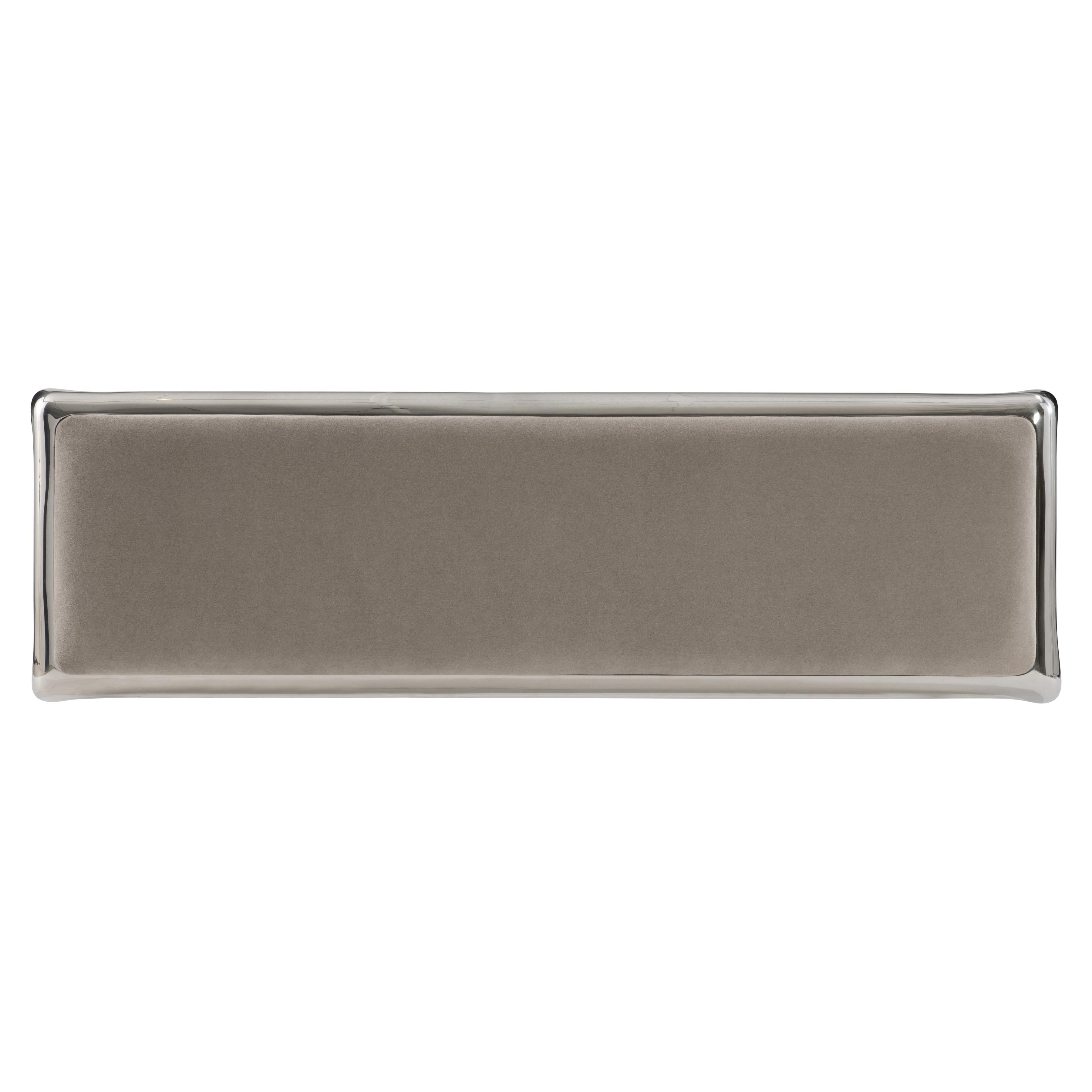 Bernhardt Furness Bench — Upholstered Seat on Polished Steel Bernhardt Bench
