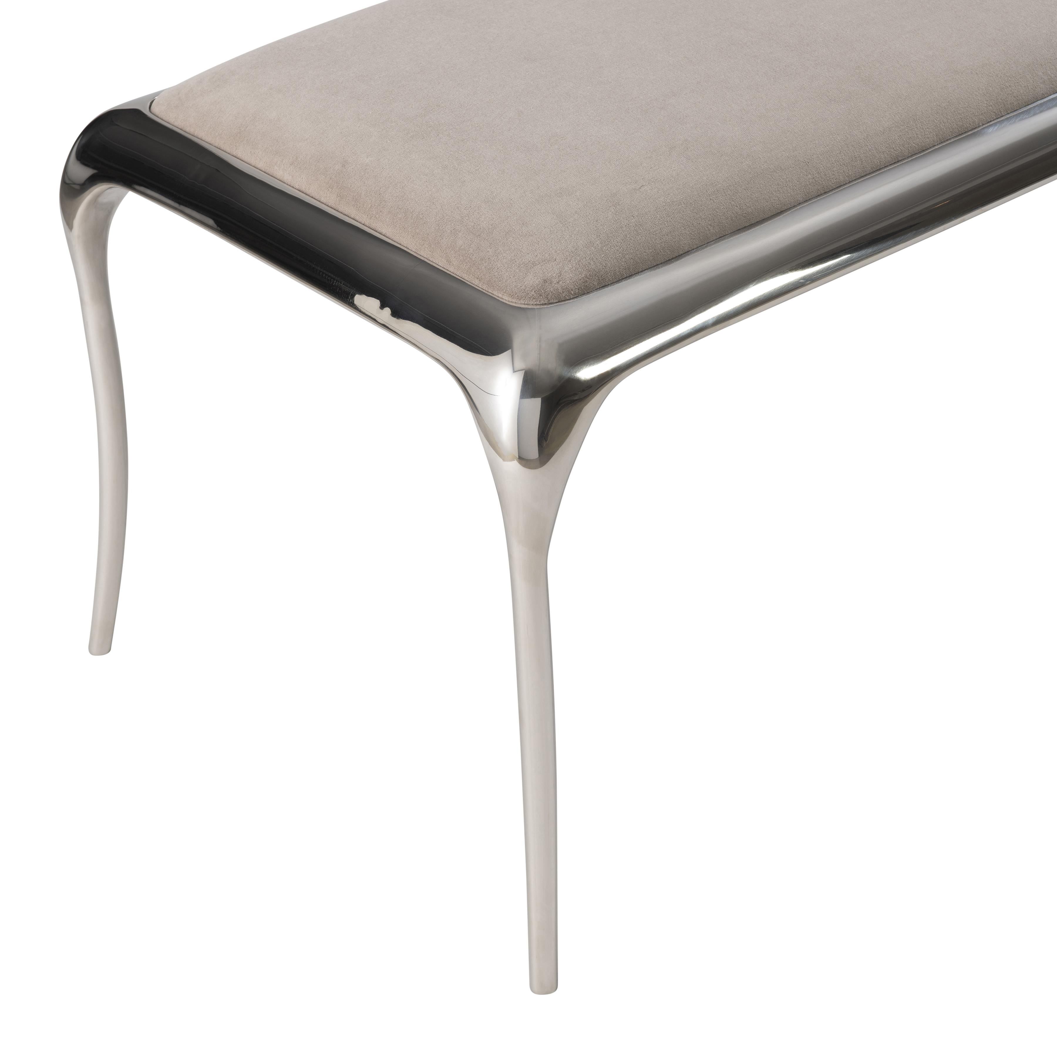 Bernhardt Furness Bench — Upholstered Seat on Polished Steel Bernhardt Bench