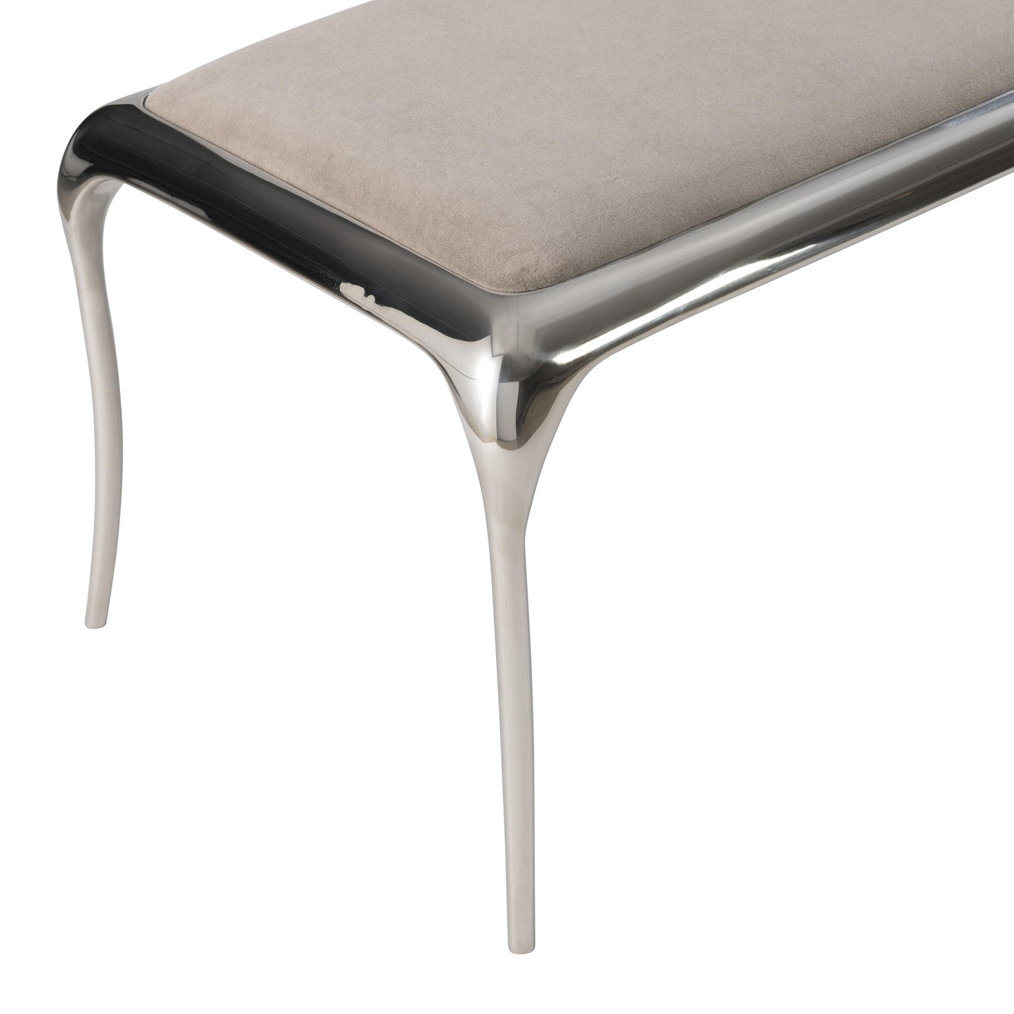Bernhardt Furness Bench — Upholstered Seat on Polished Steel Bernhardt Bench