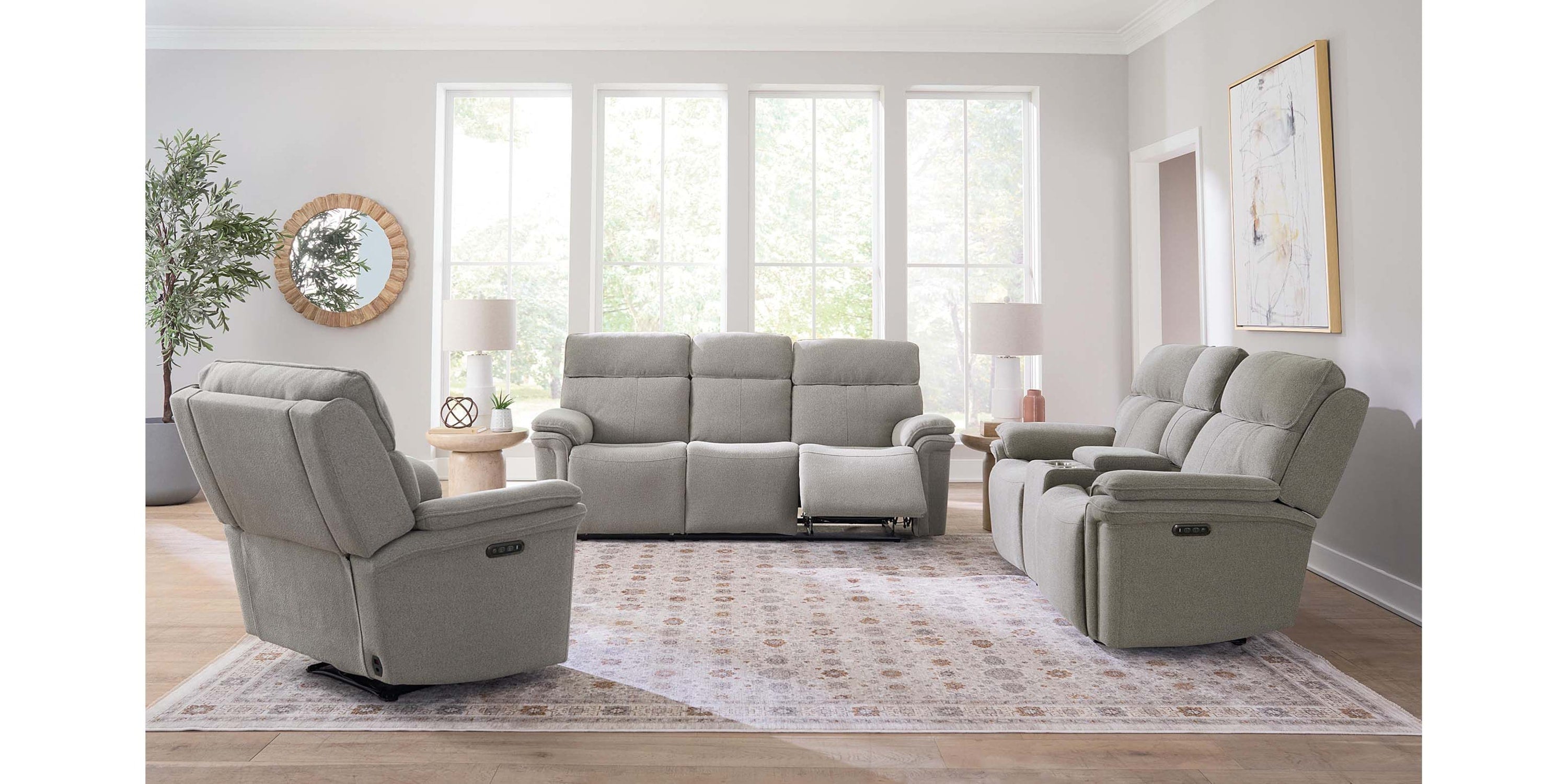 Andre Power Reclining Loveseat with Center Console Bassett