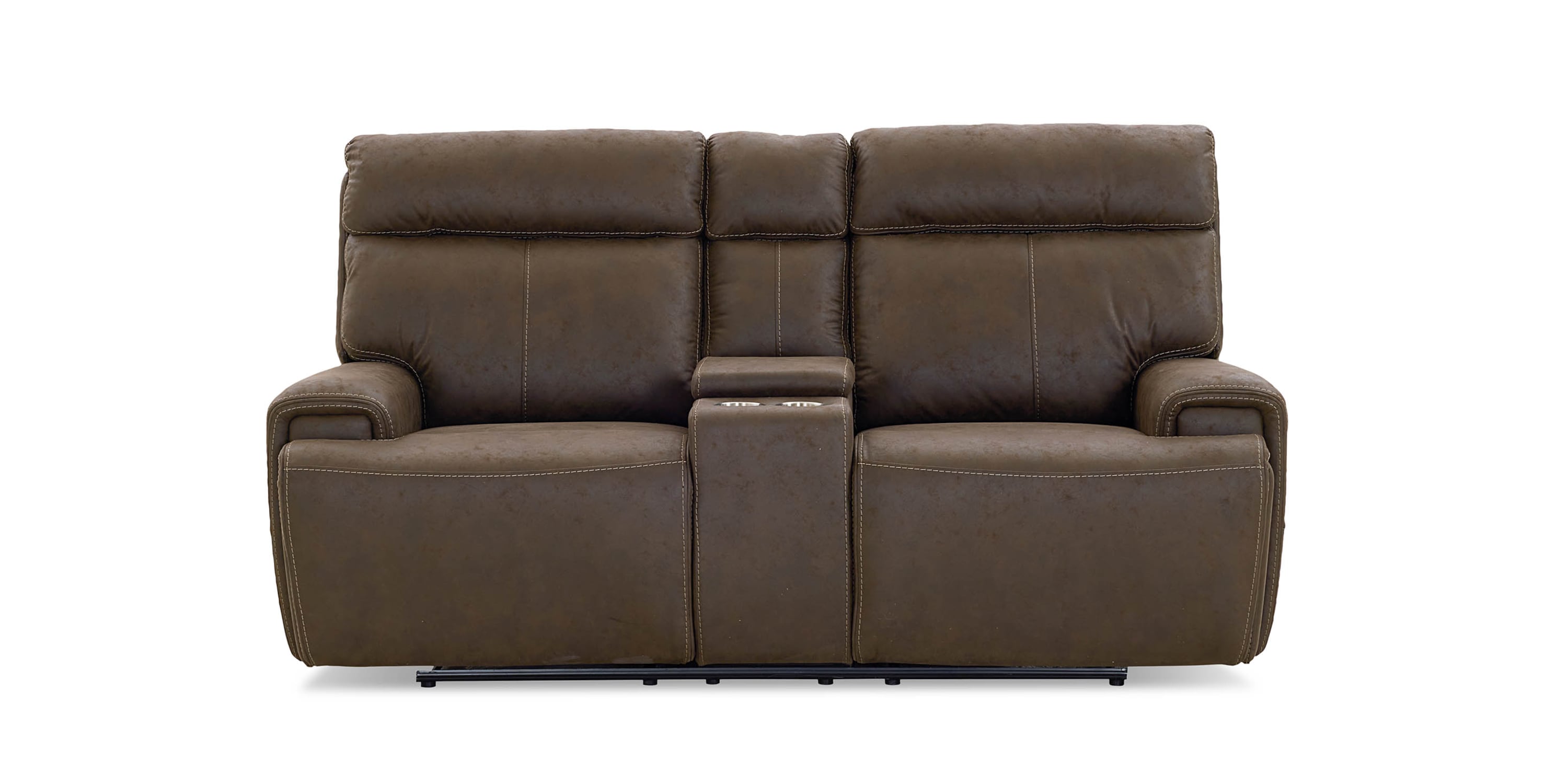 Nathan Power Reclining Loveseat with Center Console Bassett