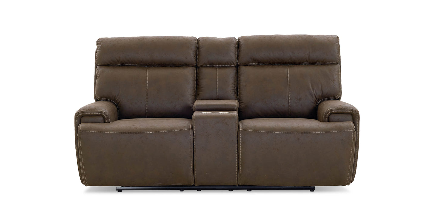 Nathan Power Reclining Loveseat with Center Console Bassett