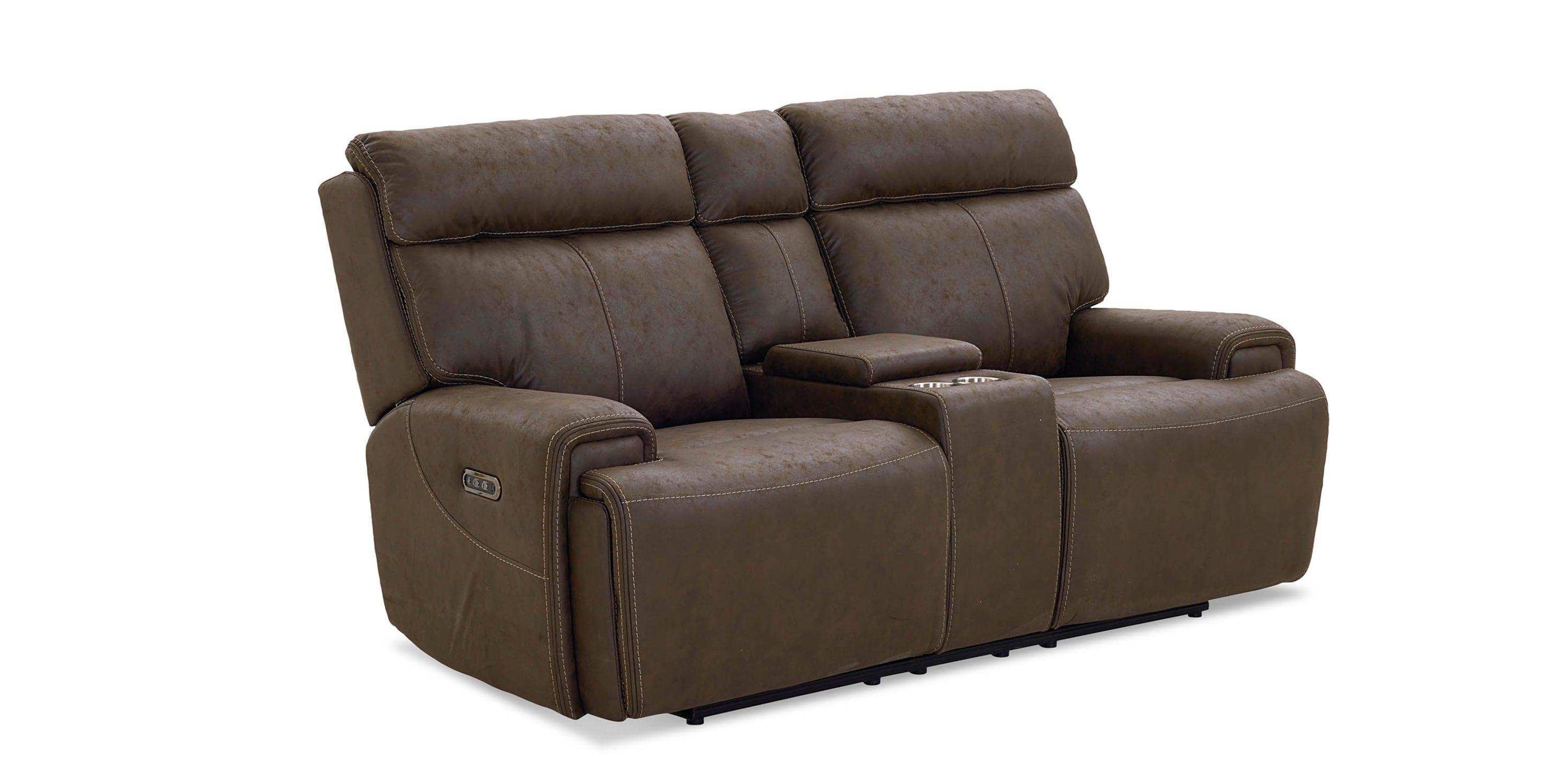 Nathan Power Reclining Loveseat with Center Console Bassett