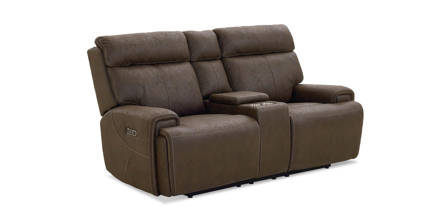 Nathan Power Reclining Loveseat with Center Console Bassett
