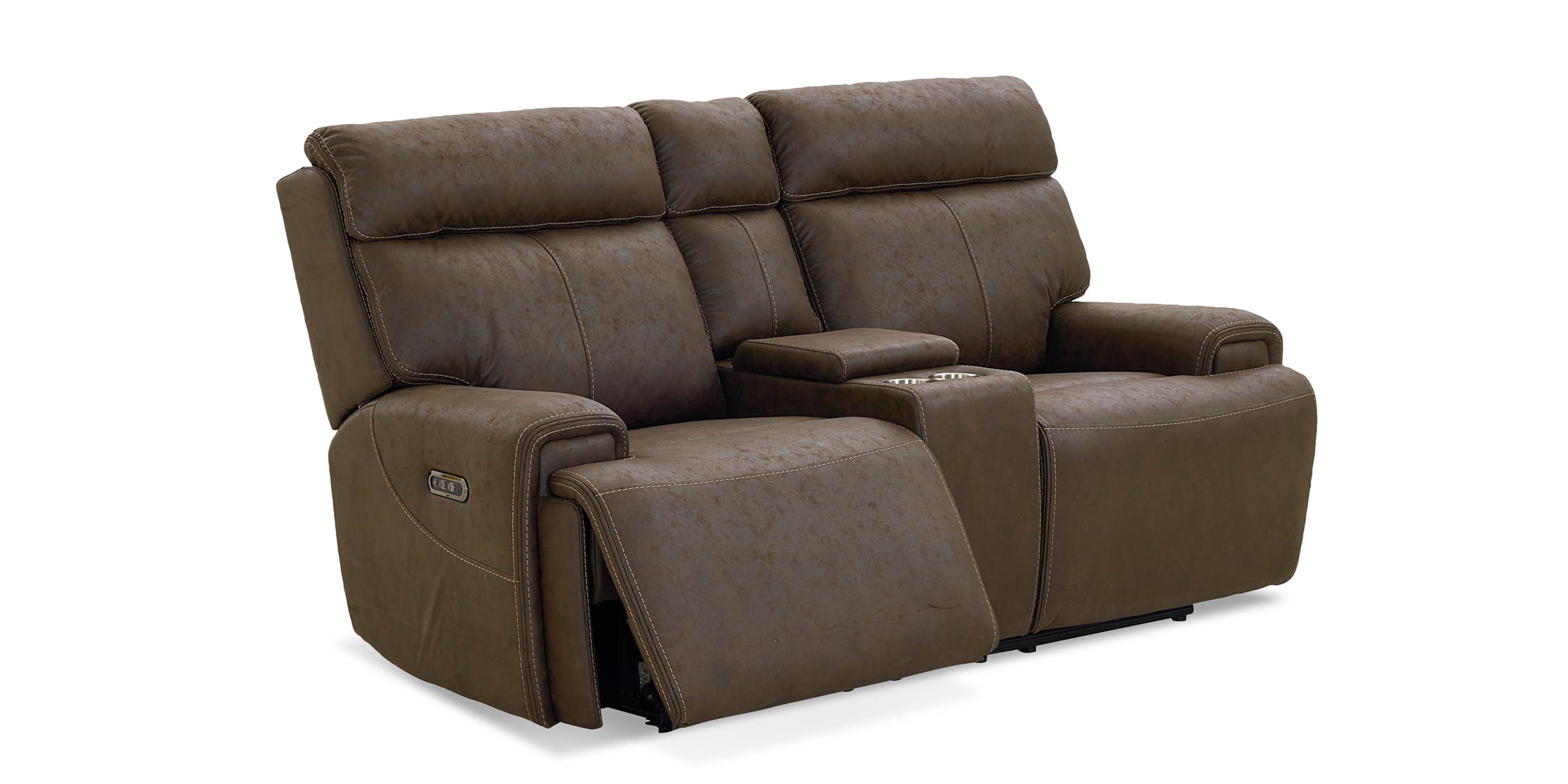 Nathan Power Reclining Loveseat with Center Console Bassett