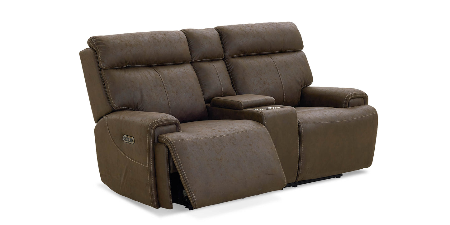 Nathan Power Reclining Loveseat with Center Console Bassett