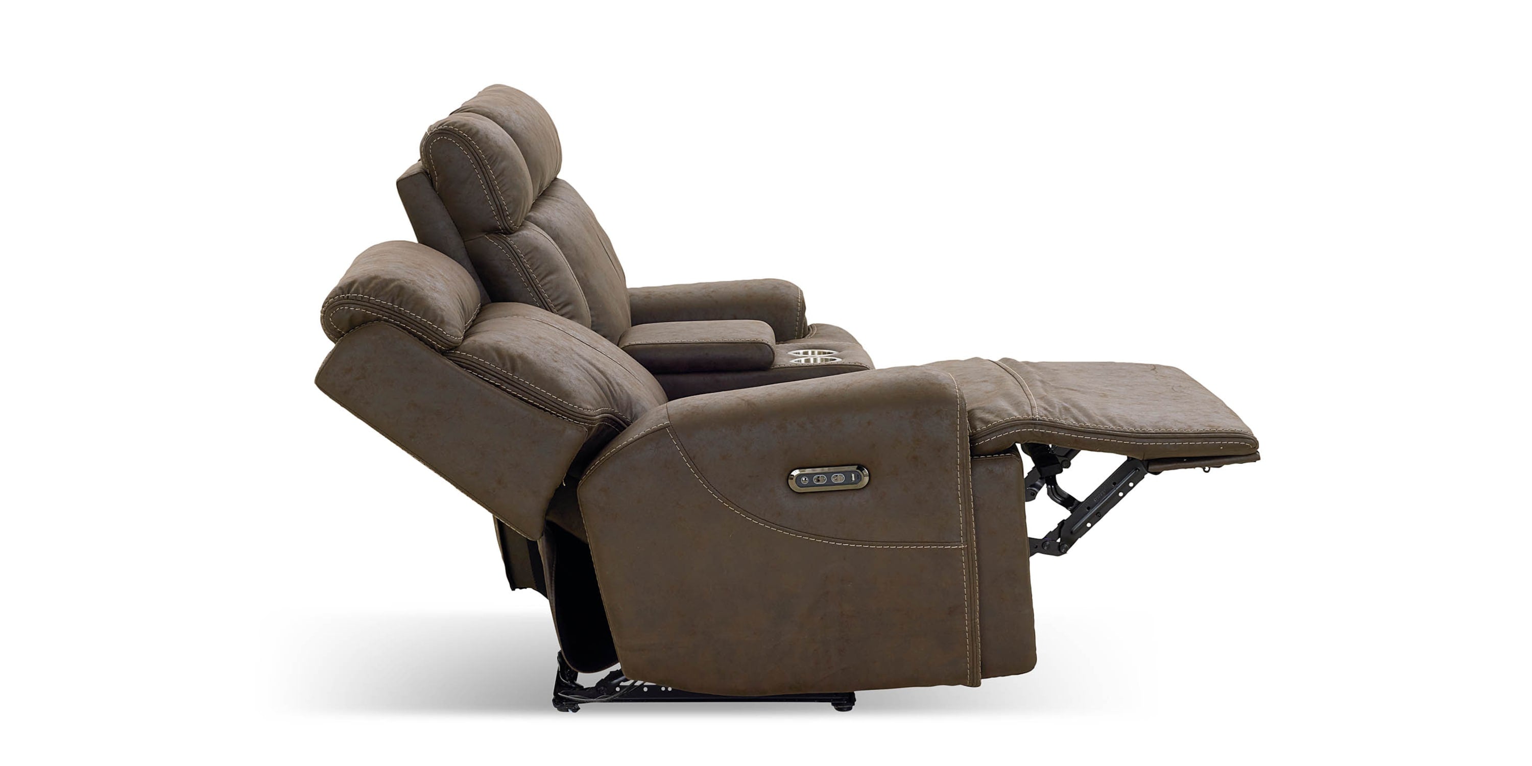 Nathan Power Reclining Loveseat with Center Console Bassett