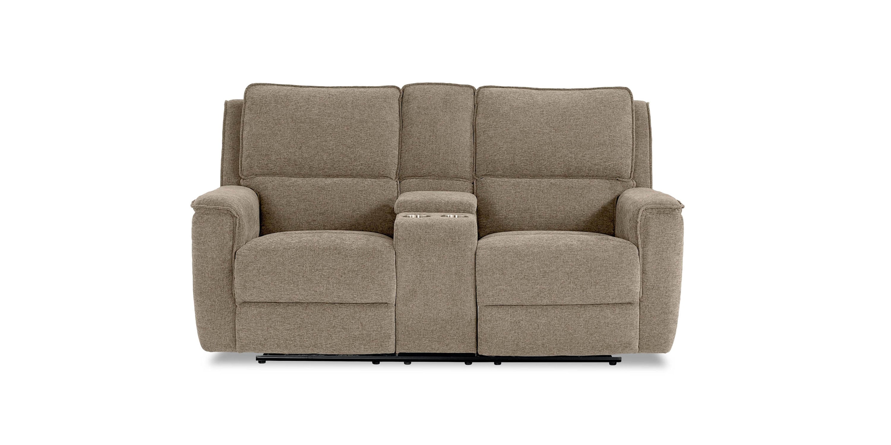 Calvin Power Reclining Loveseat with Center Console Bassett