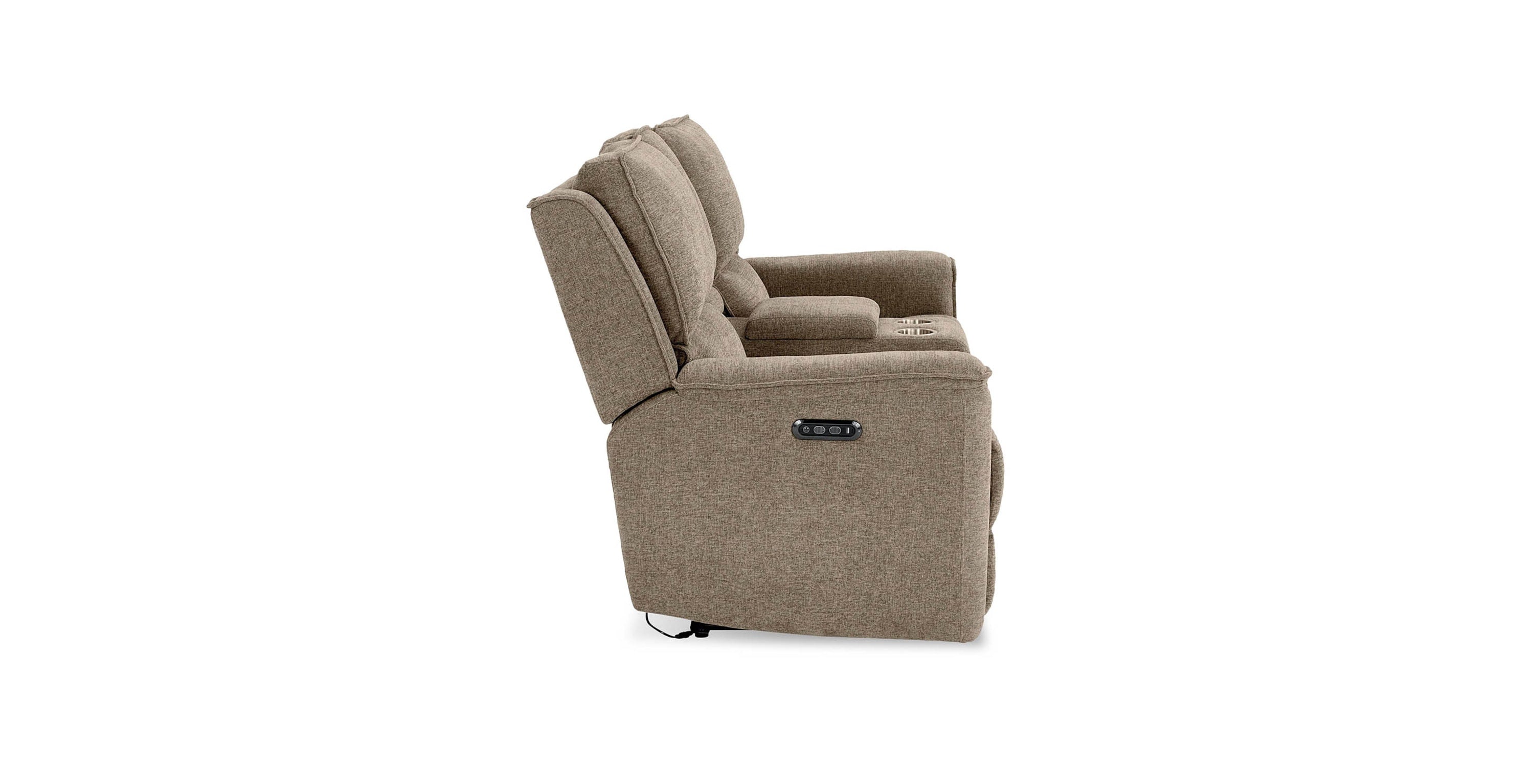 Calvin Power Reclining Loveseat with Center Console Bassett