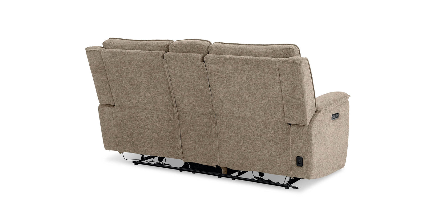 Calvin Power Reclining Loveseat with Center Console Bassett