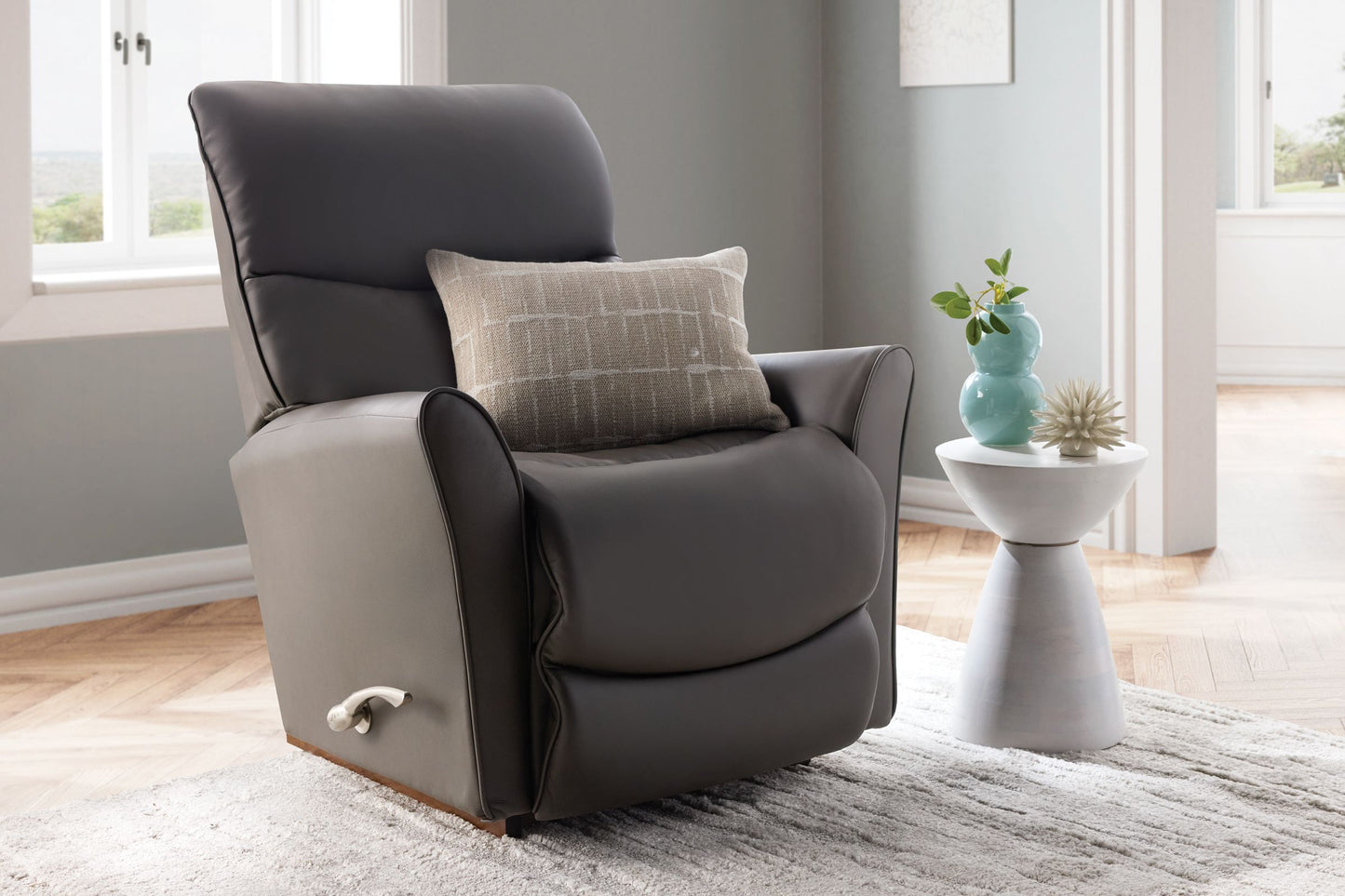 Rowan Brown Leather Rocker Recliner by La-Z-Boy