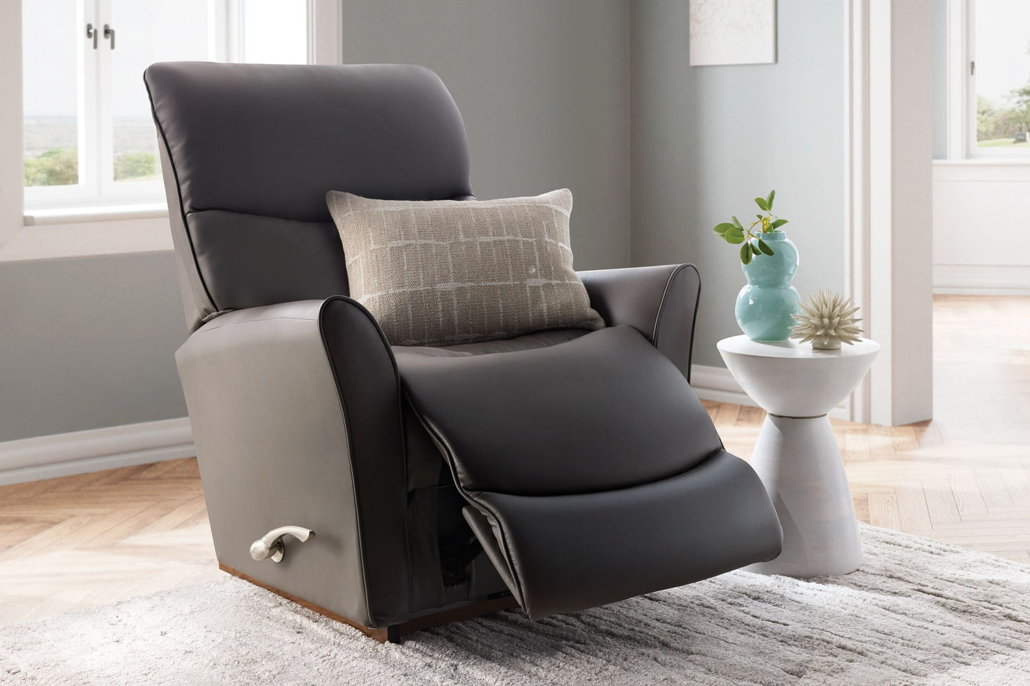 Rowan Brown Leather Rocker Recliner by La-Z-Boy