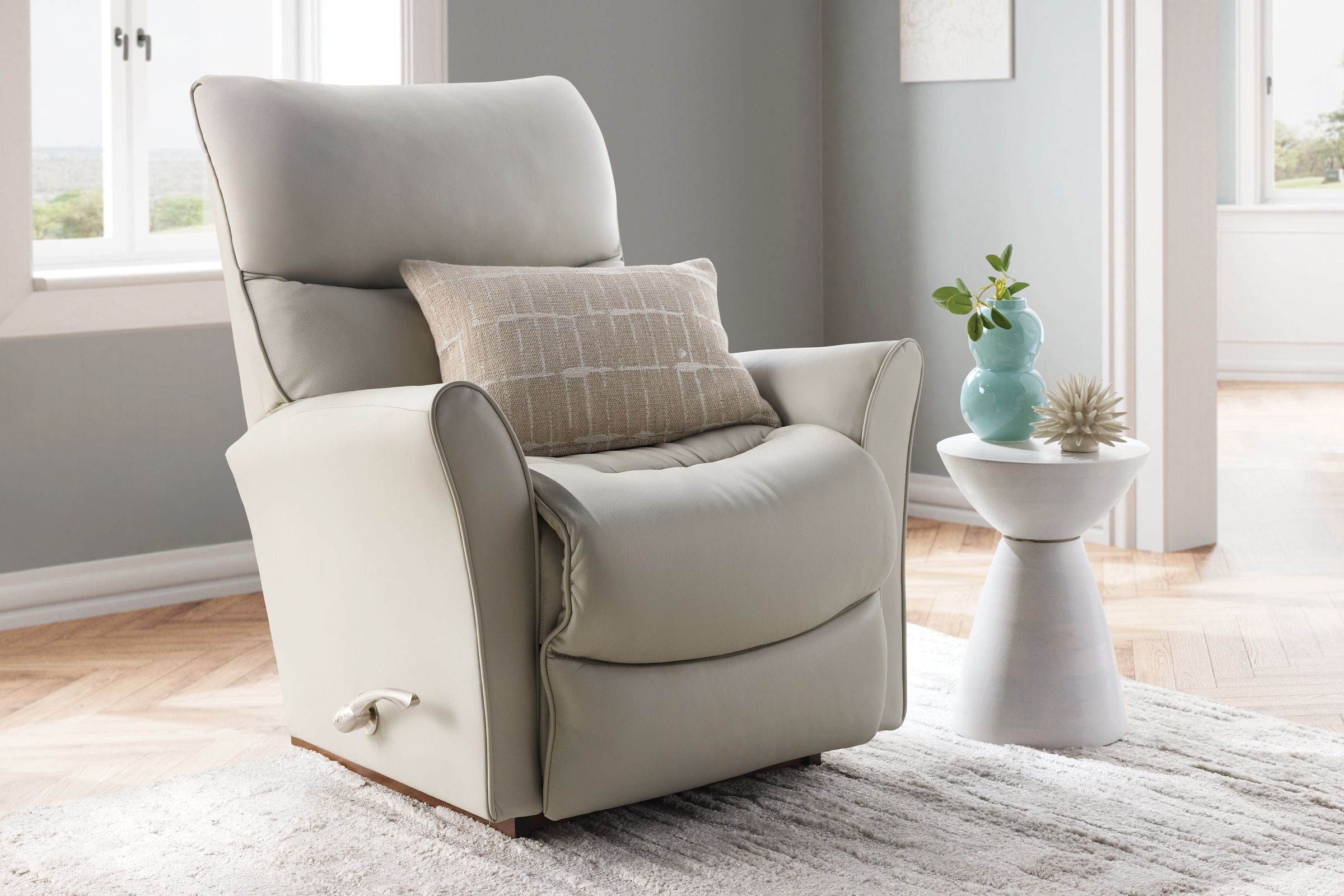Rowan Cream Leather Rocker Recliner La-Z-Boy Living Room