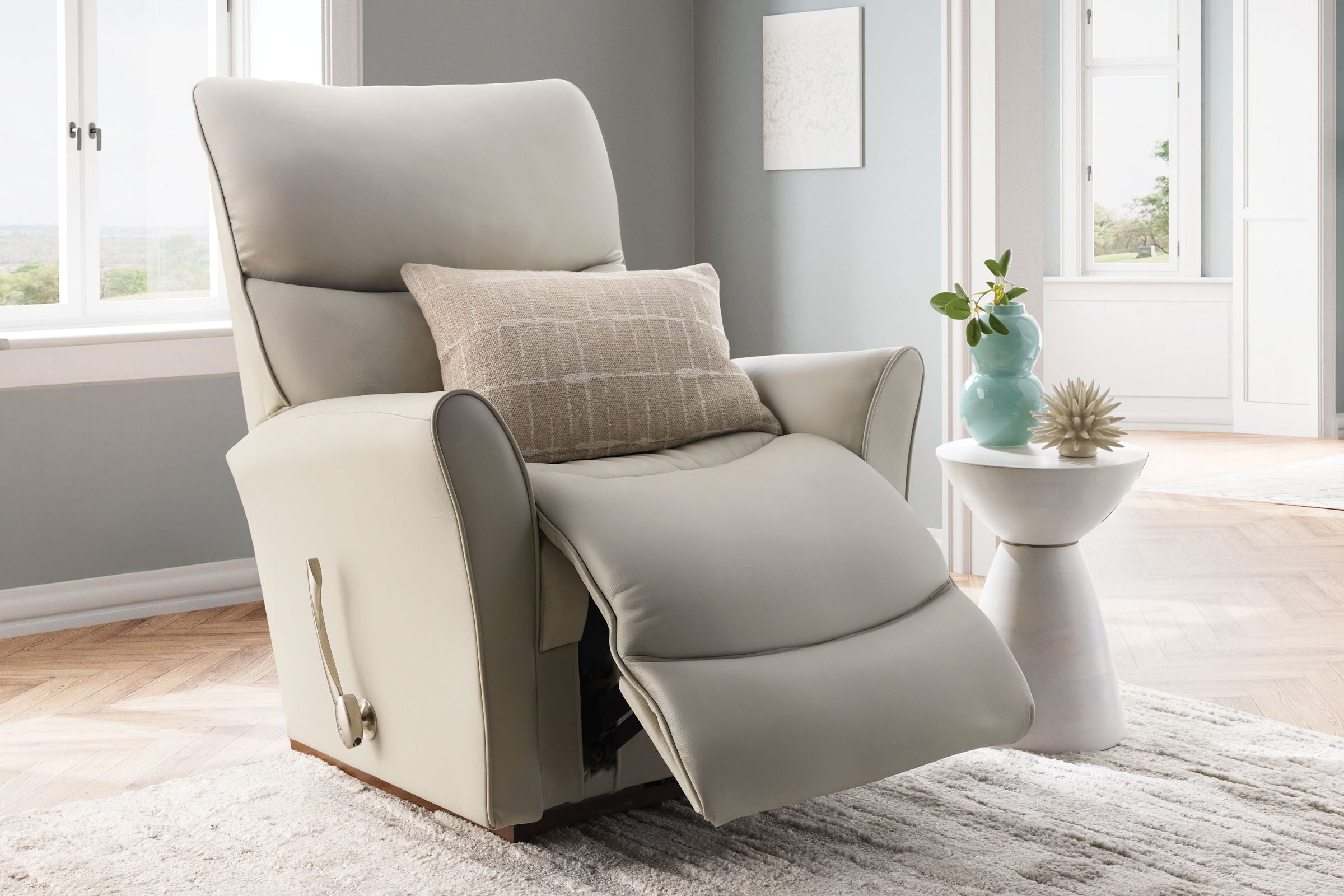 Rowan Cream Leather Rocker Recliner La-Z-Boy Living Room