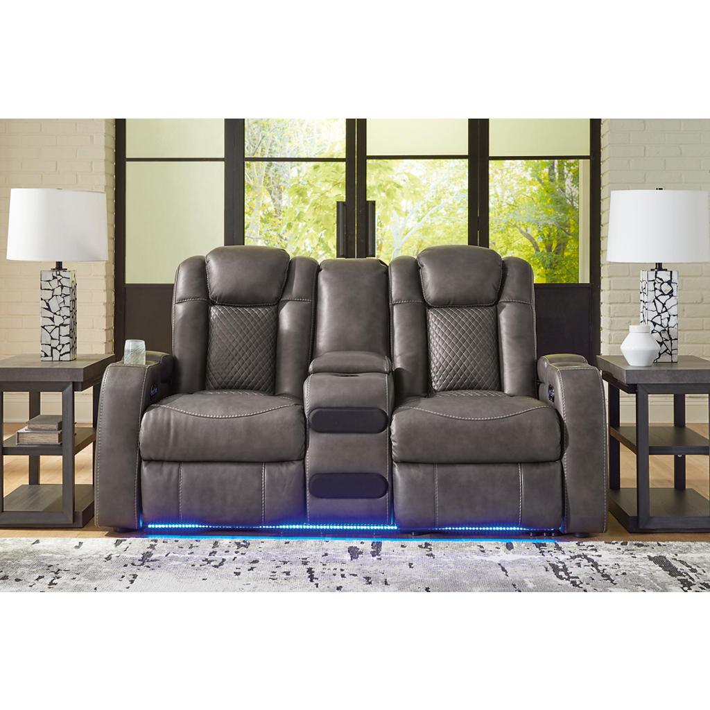 Fyne-Dyme Power Reclining Loveseat with Console — Shadow Signature Design by Ashley® Living Room
