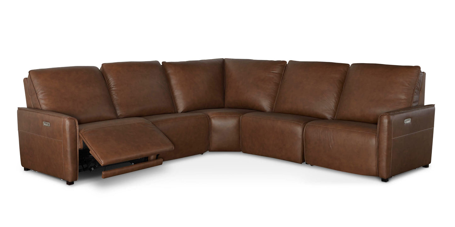 Everett Leather Modular Reclining Sectional Bassett
