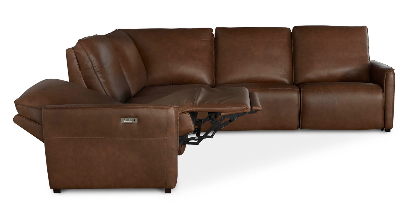 Everett Leather Modular Reclining Sectional Bassett