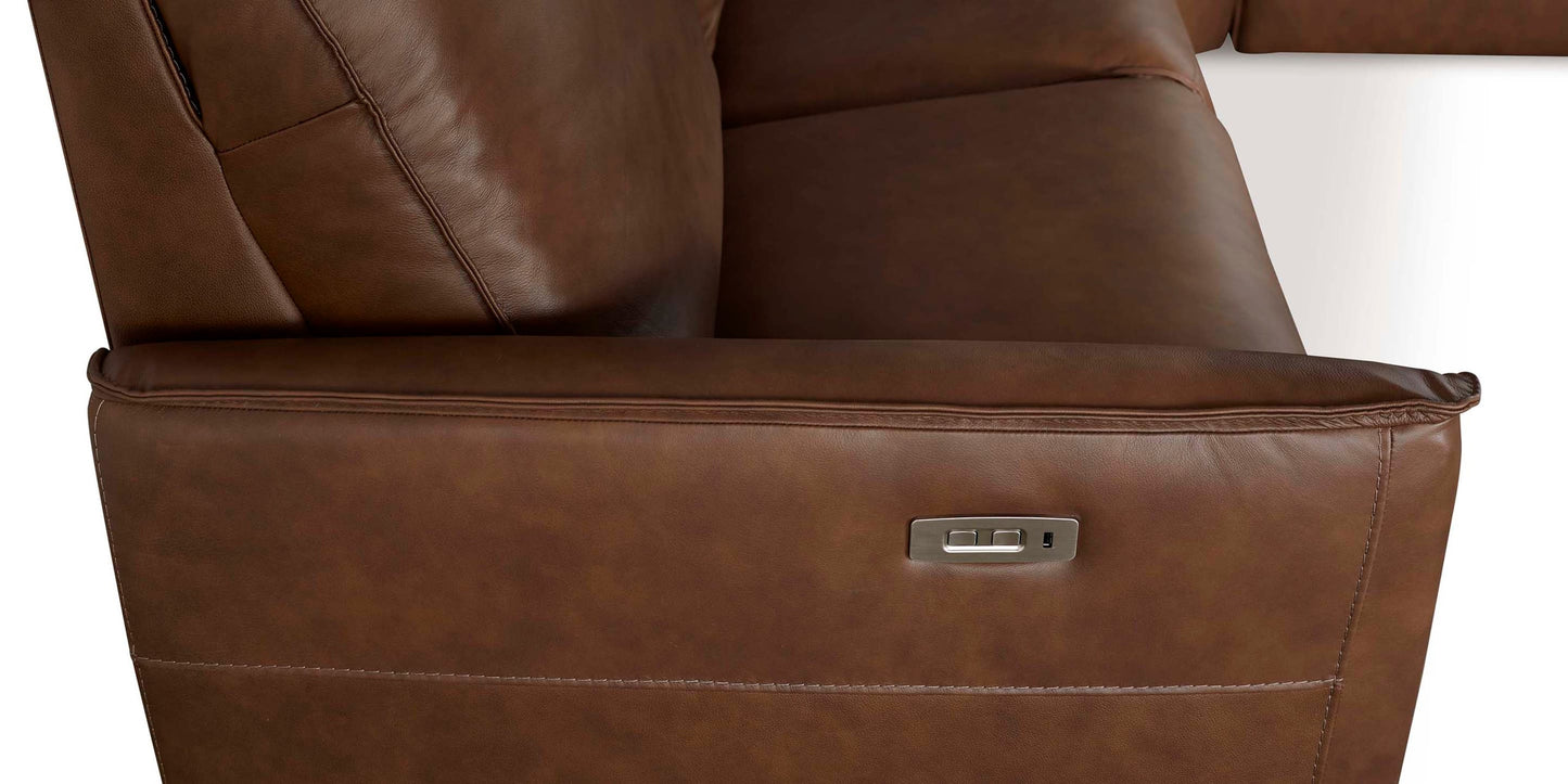 Everett Leather Modular Reclining Sectional Bassett