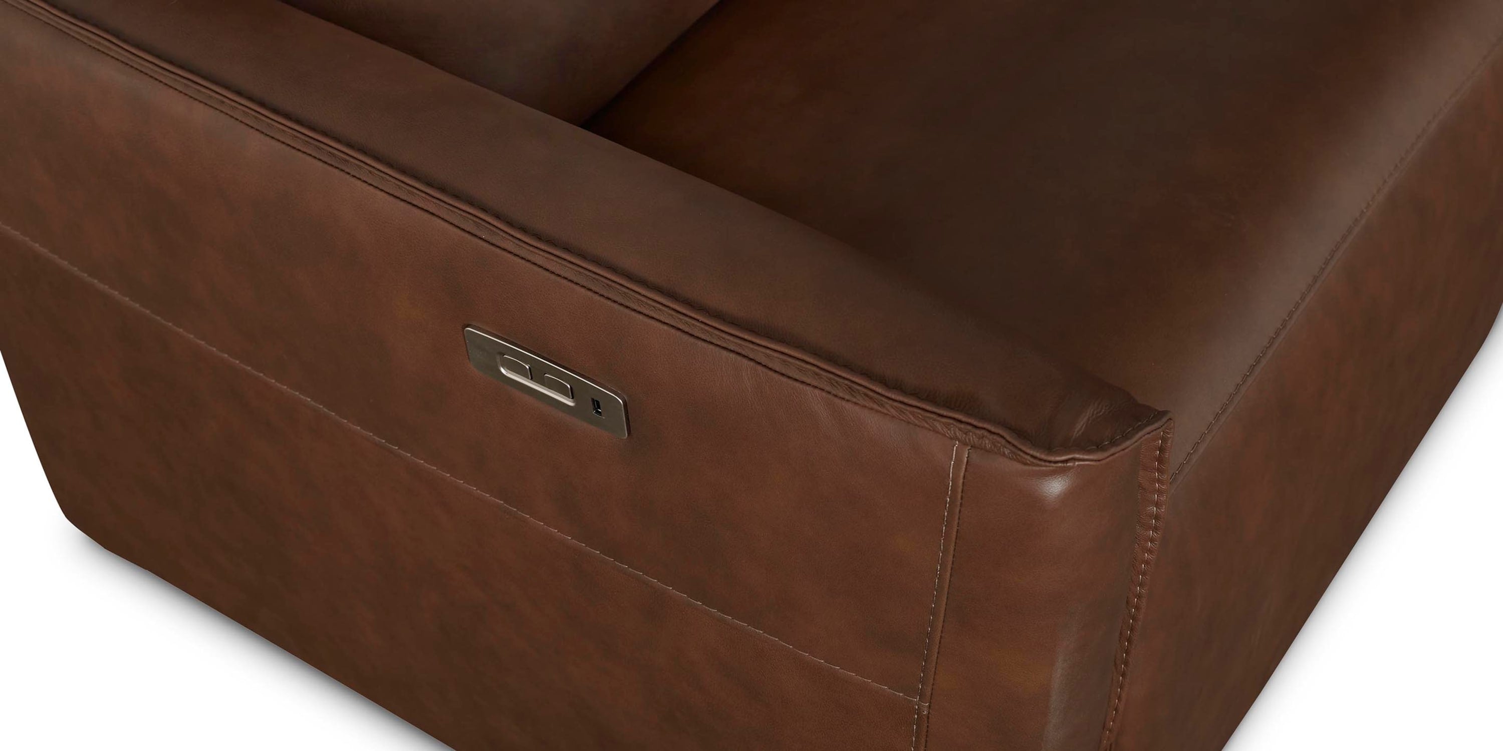 Everett Leather Modular Reclining Sectional Bassett
