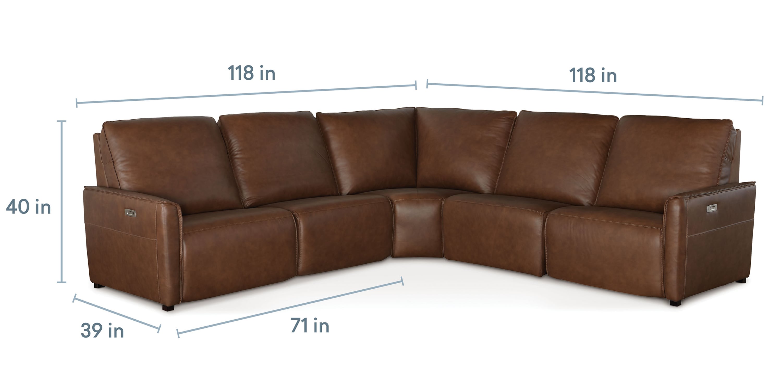 Everett Leather Modular Reclining Sectional Bassett