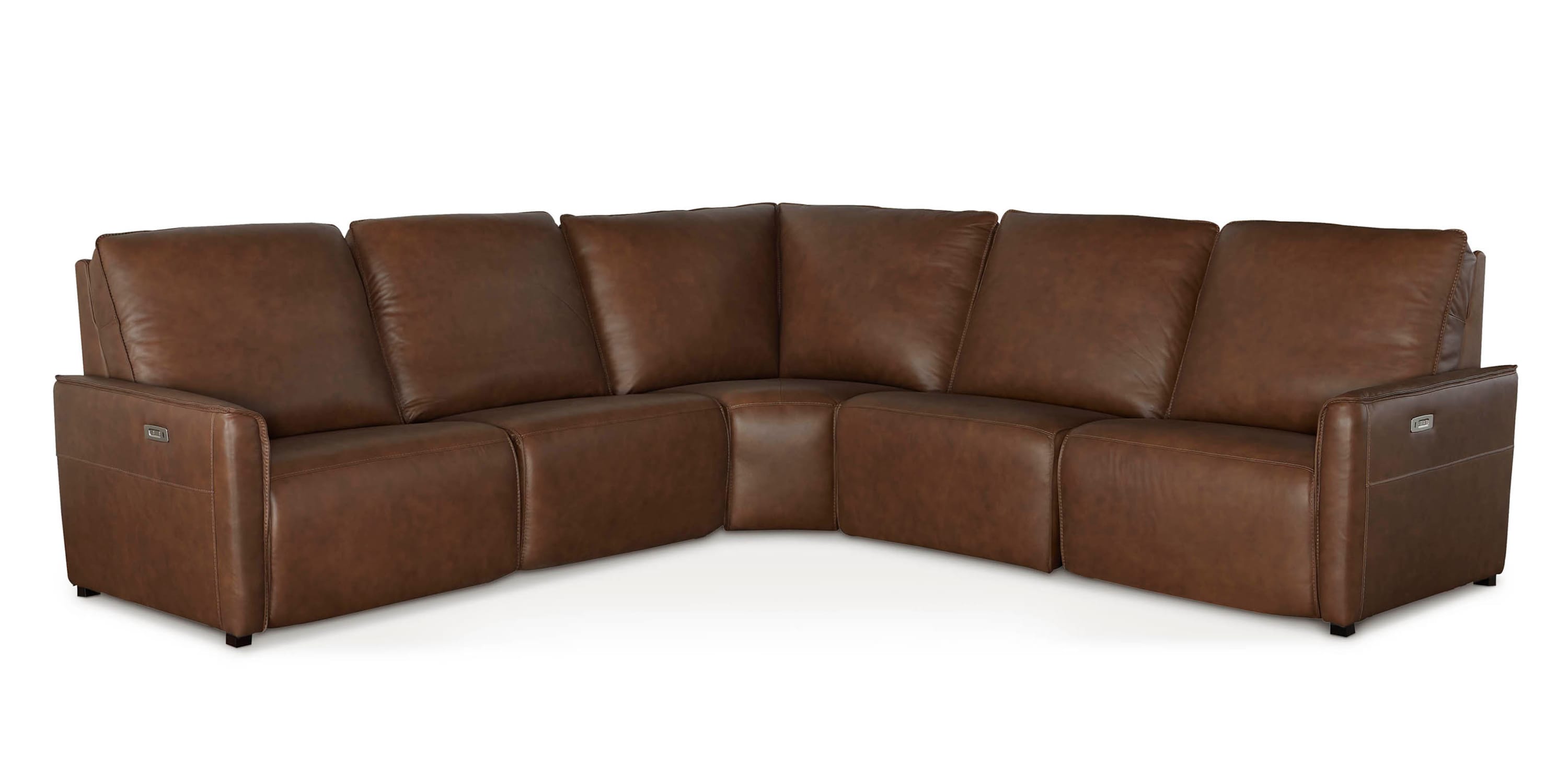 Everett Leather Modular Reclining Sectional Bassett