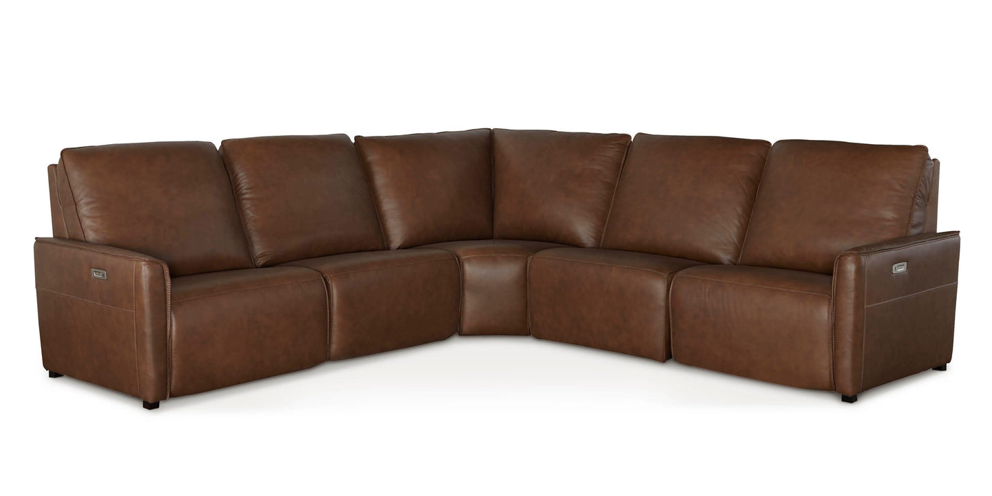Everett Leather Modular Reclining Sectional Bassett