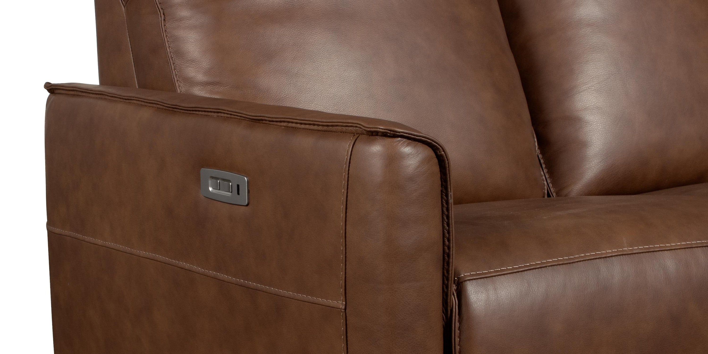 Everett Leather Reclining Sofa Bassett