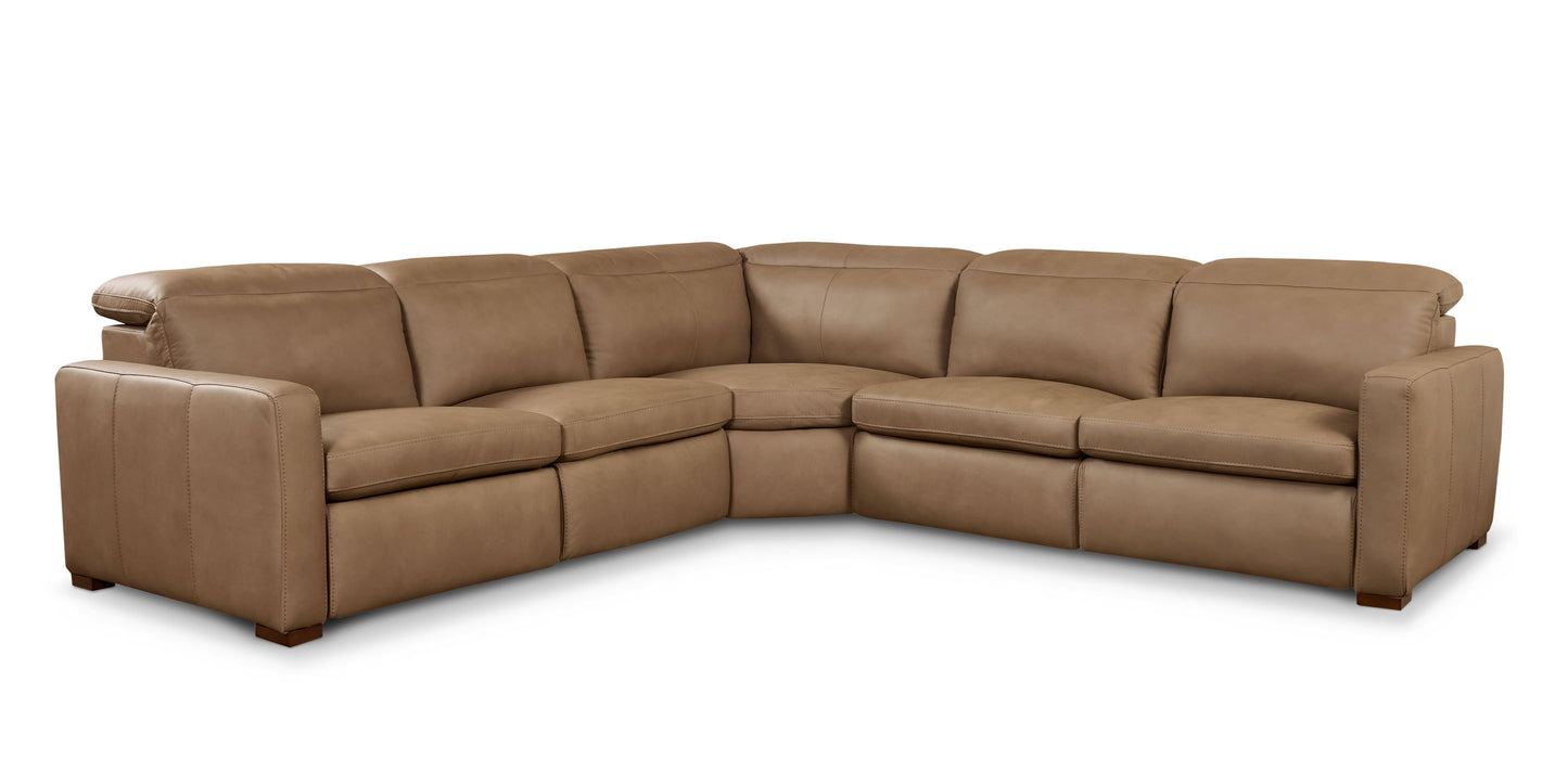 Caswell Leather Power Reclining L-Shaped Sectional Bassett