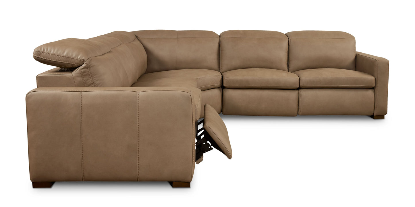 Caswell Leather Power Reclining L-Shaped Sectional Bassett