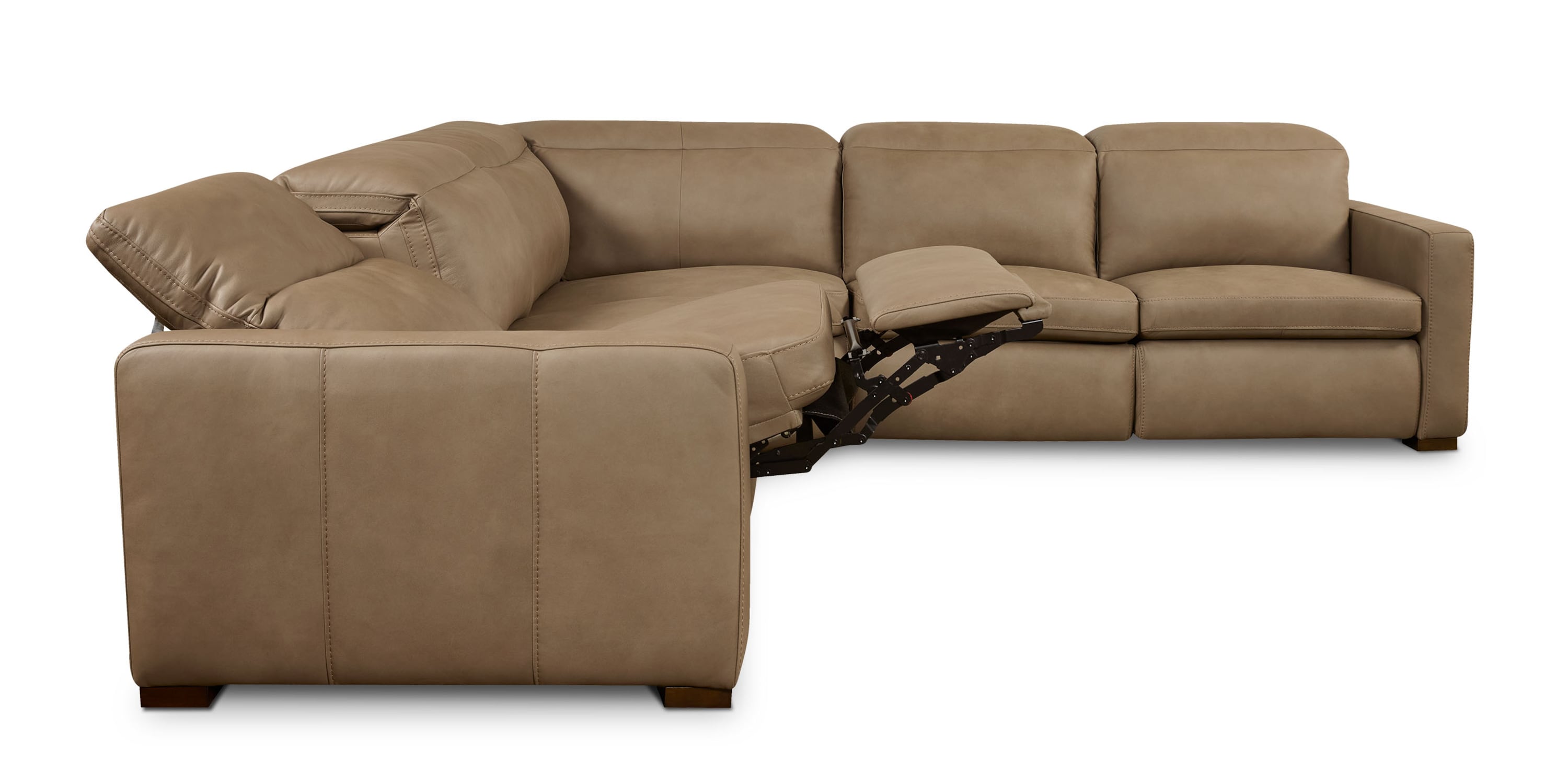 Caswell Leather Power Reclining L-Shaped Sectional Bassett