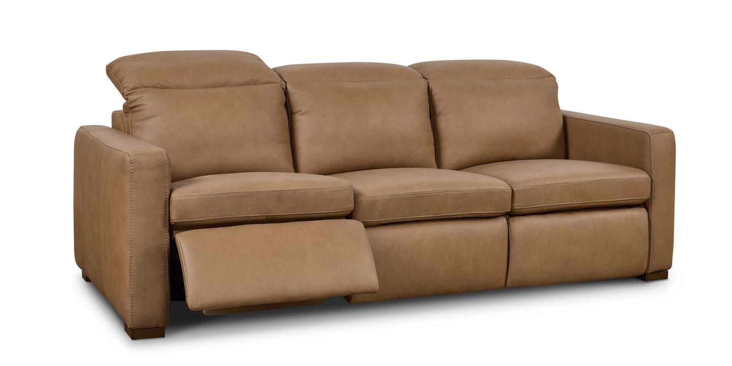 Caswell Leather Power Reclining Sofa Bassett