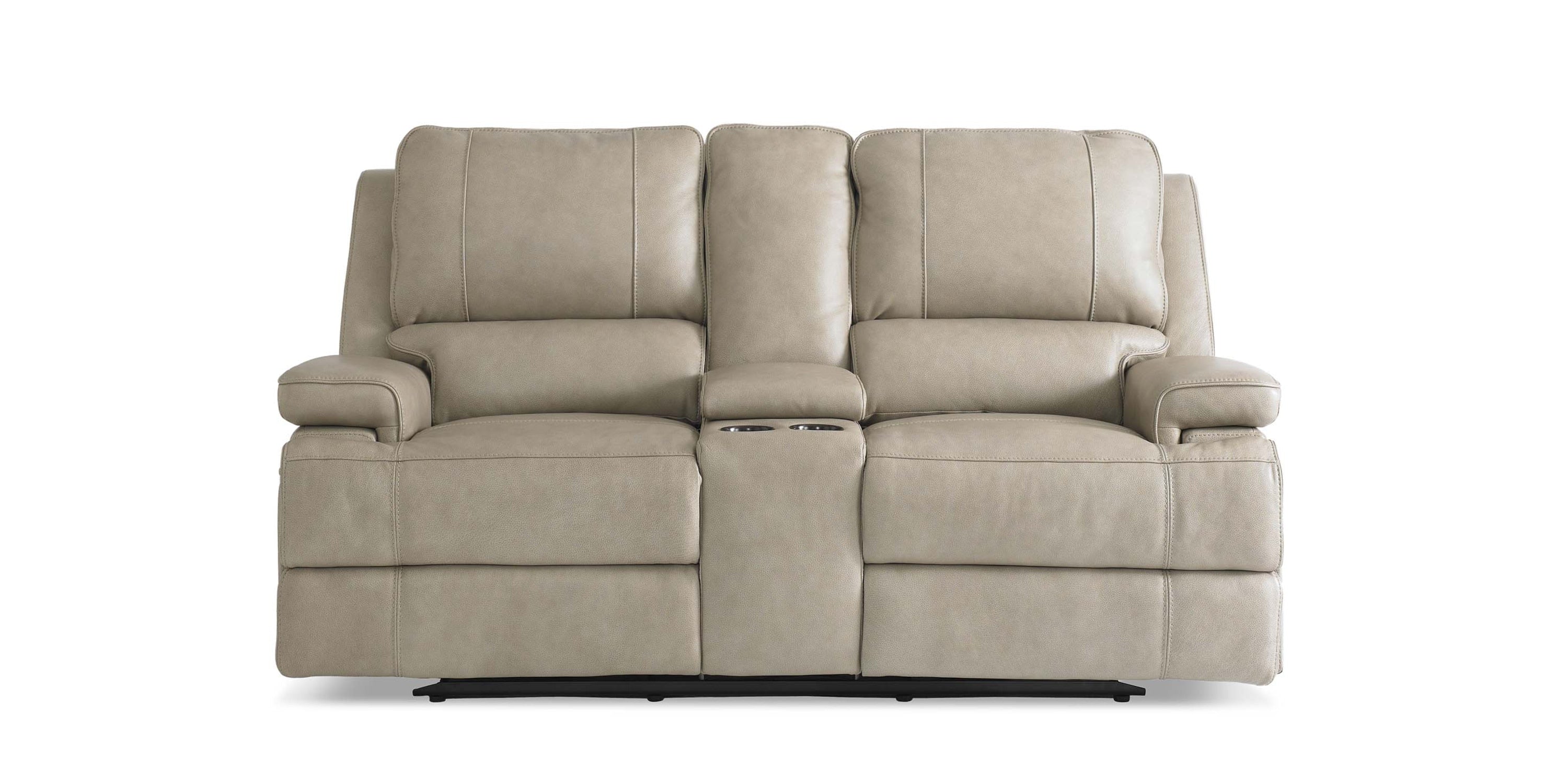 Parsons Leather Power Reclining Loveseat with Center Console Bassett