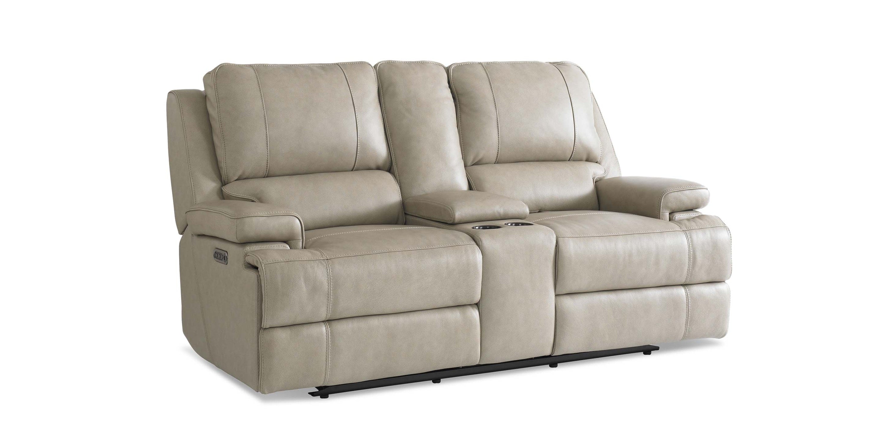 Parsons Leather Power Reclining Loveseat with Center Console Bassett