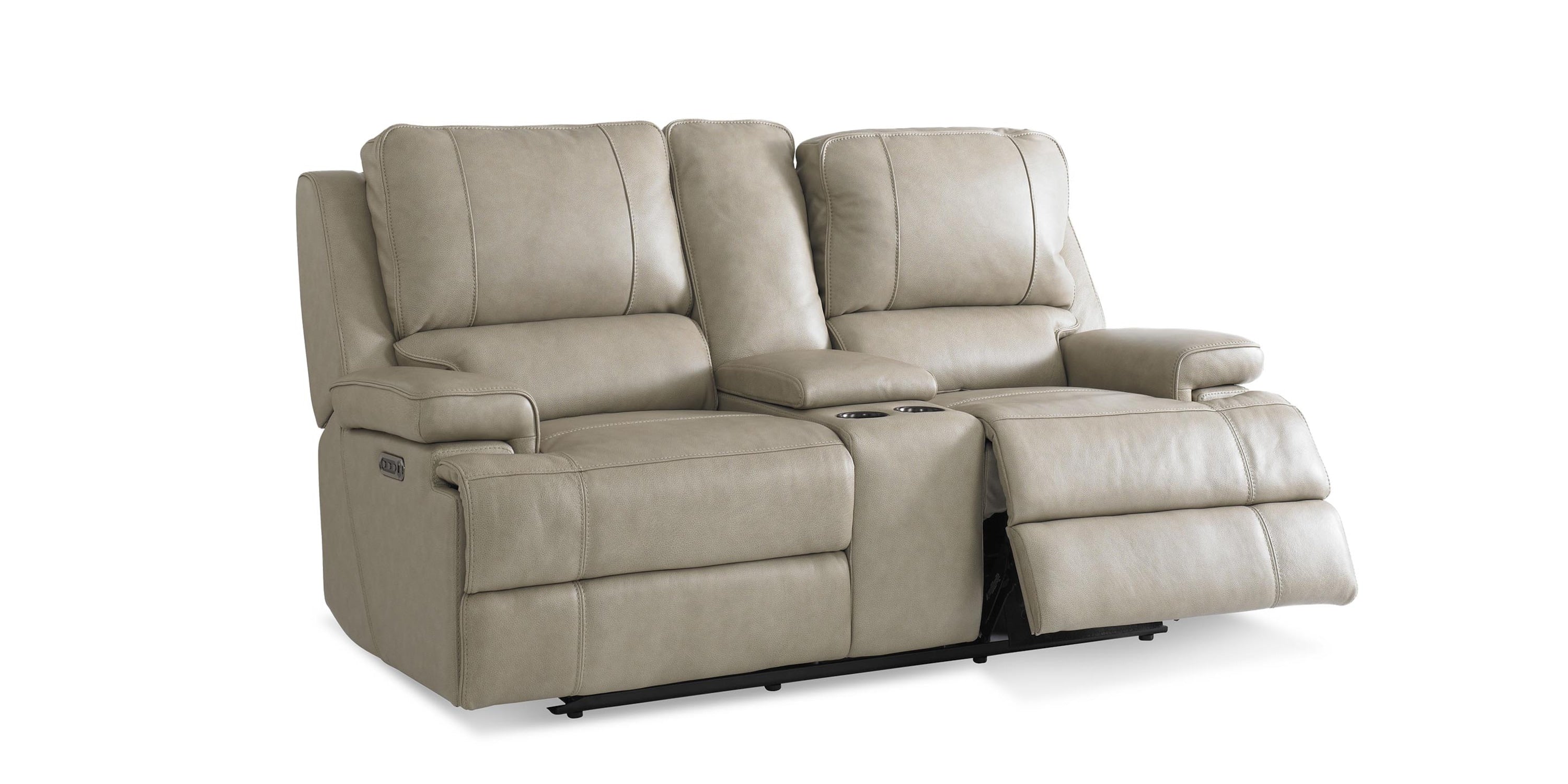 Parsons Leather Power Reclining Loveseat with Center Console Bassett