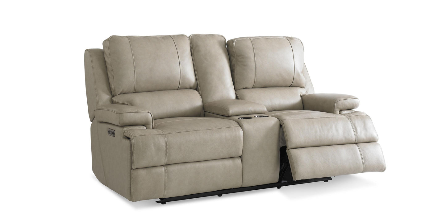 Parsons Leather Power Reclining Loveseat with Center Console Bassett