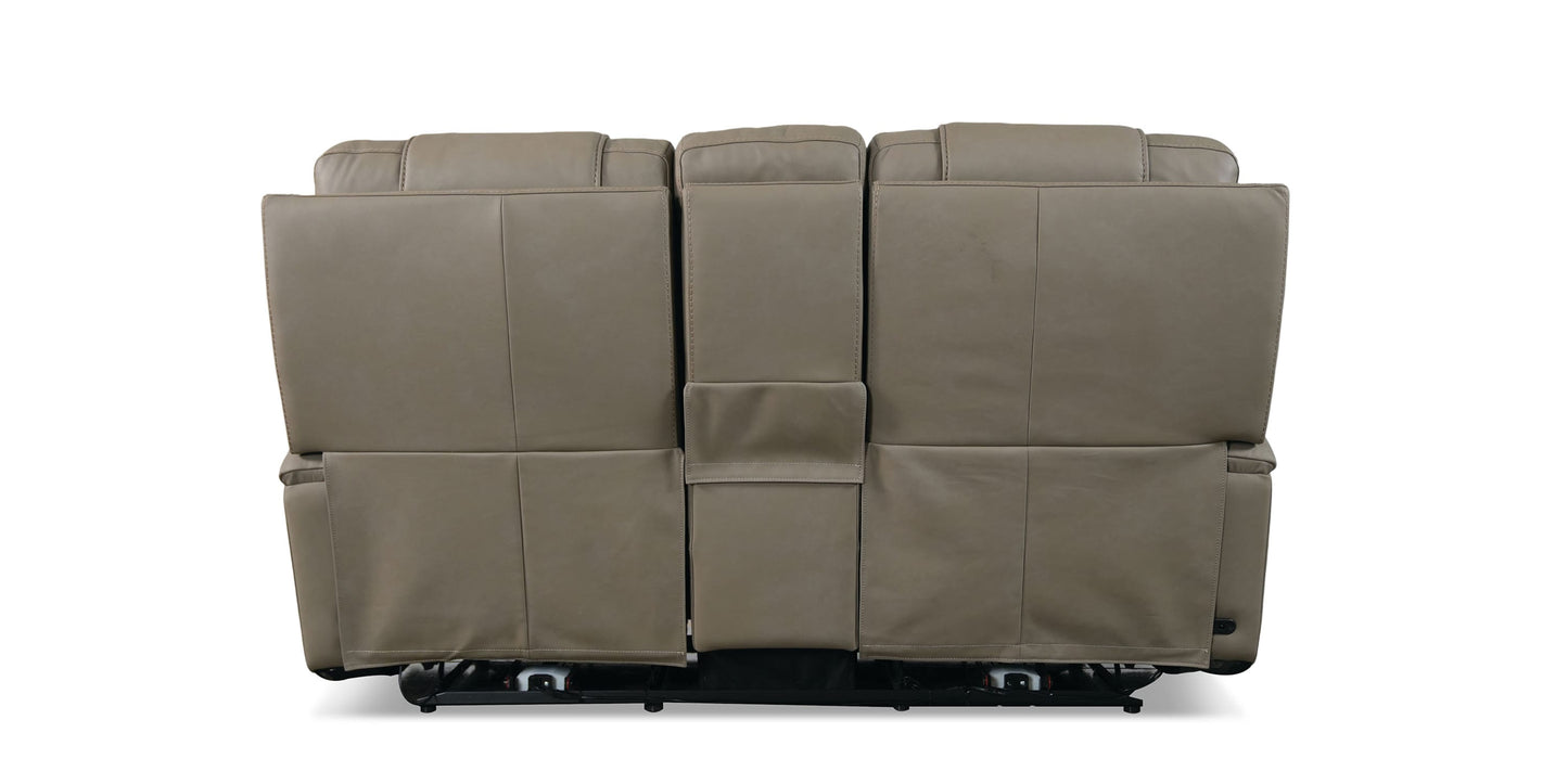 Wendell Leather Power Reclining Loveseat with Center Console Bassett