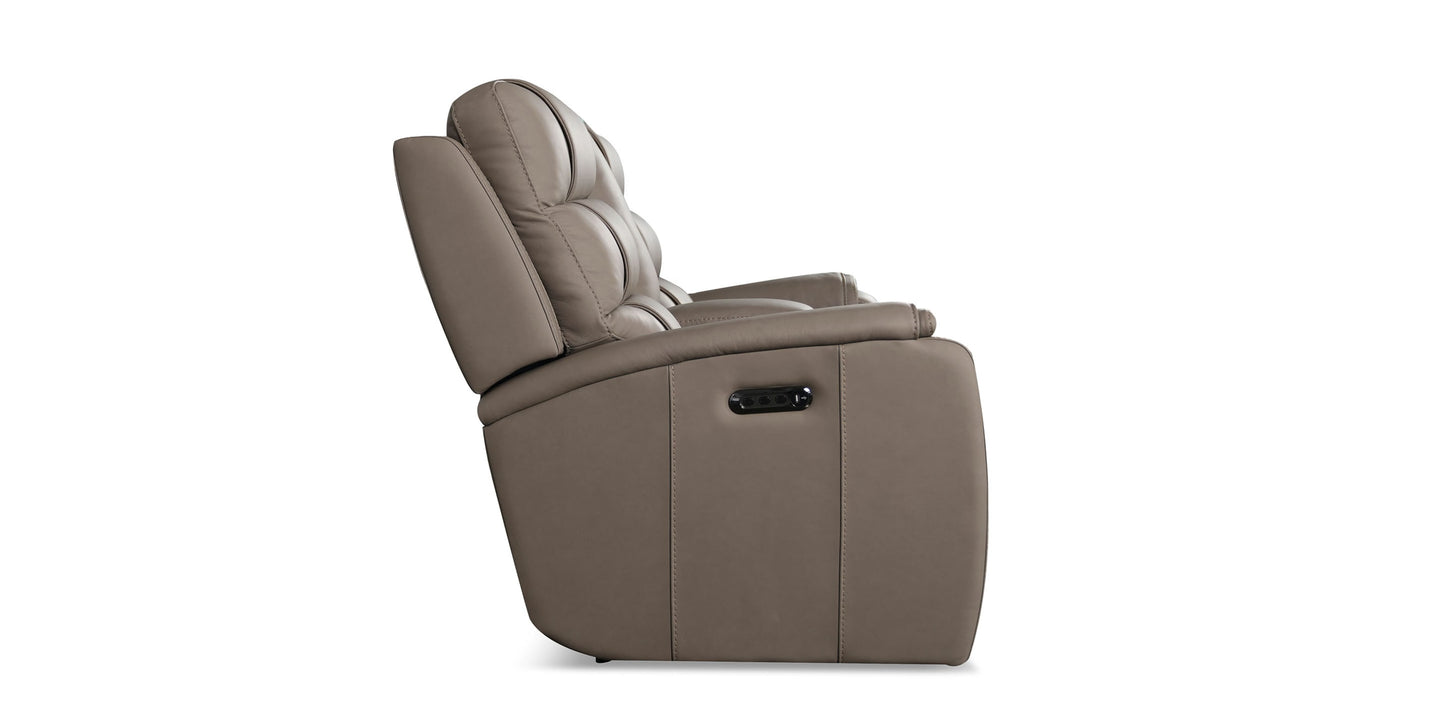 Wendell Leather Power Reclining Loveseat with Center Console Bassett
