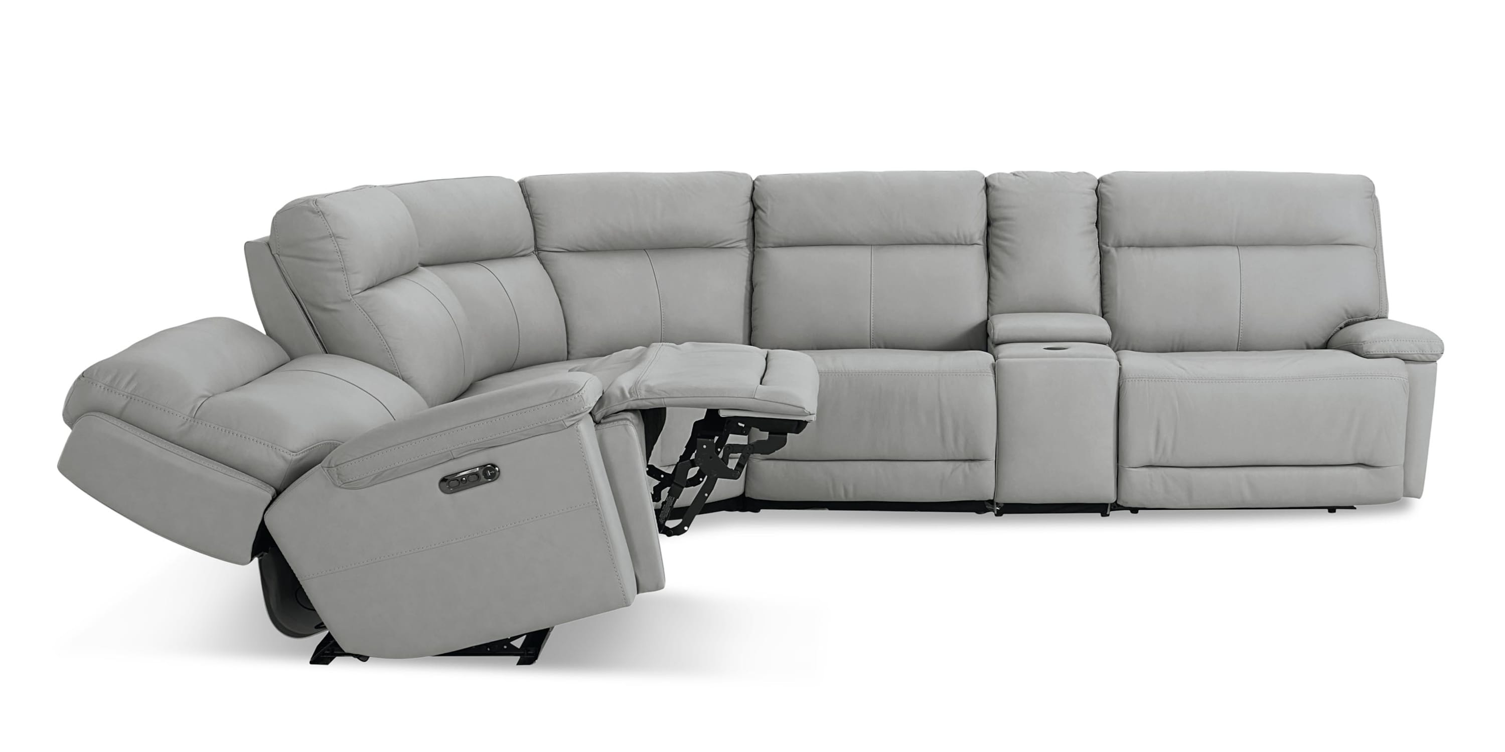 Fletcher Leather Power Reclining Sectional Bassett