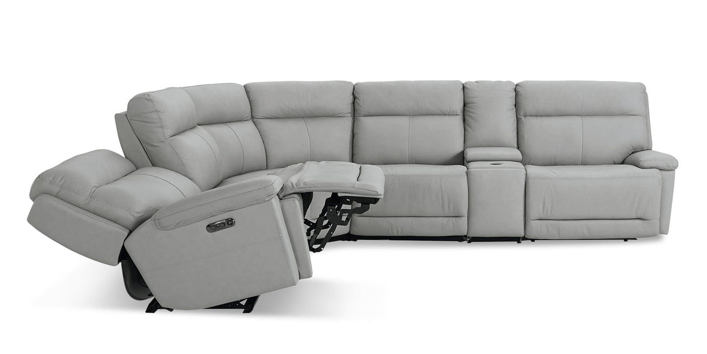 Fletcher Leather Power Reclining Sectional Bassett