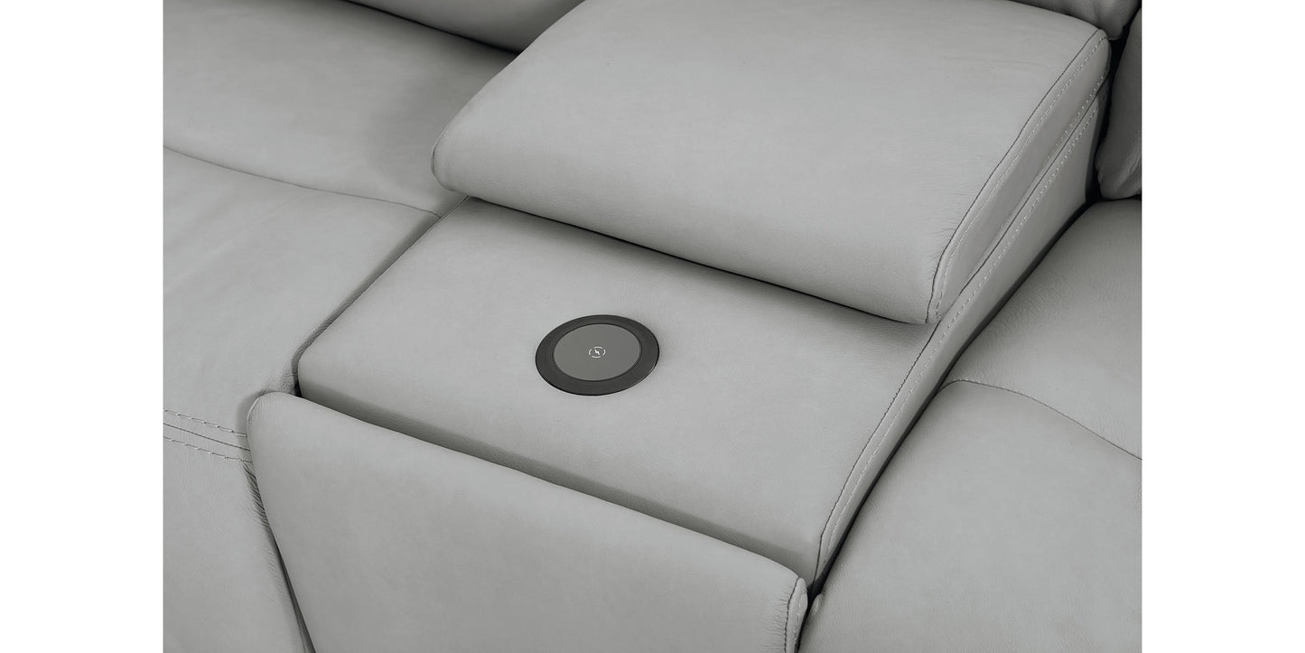 Fletcher Leather Power Reclining Sectional Bassett